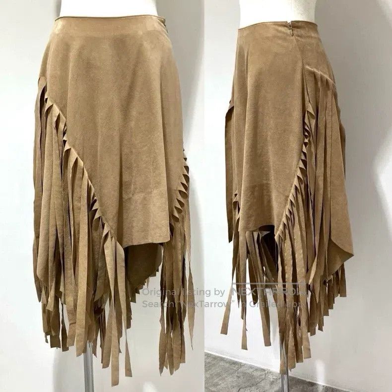 Junya Watanabe Junya Watanabe Beige suede fringed openwork long sleeve bl Size S / US 4 / IT 40 - 8 Thumbnail