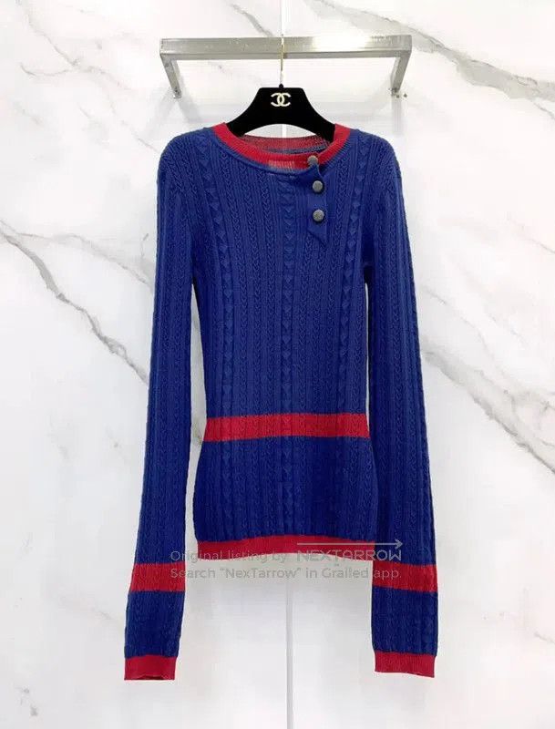Chanel Chanel Blue Wool Long Sleeve Sweater . Size S / US 4 / IT 40 - 3 Thumbnail