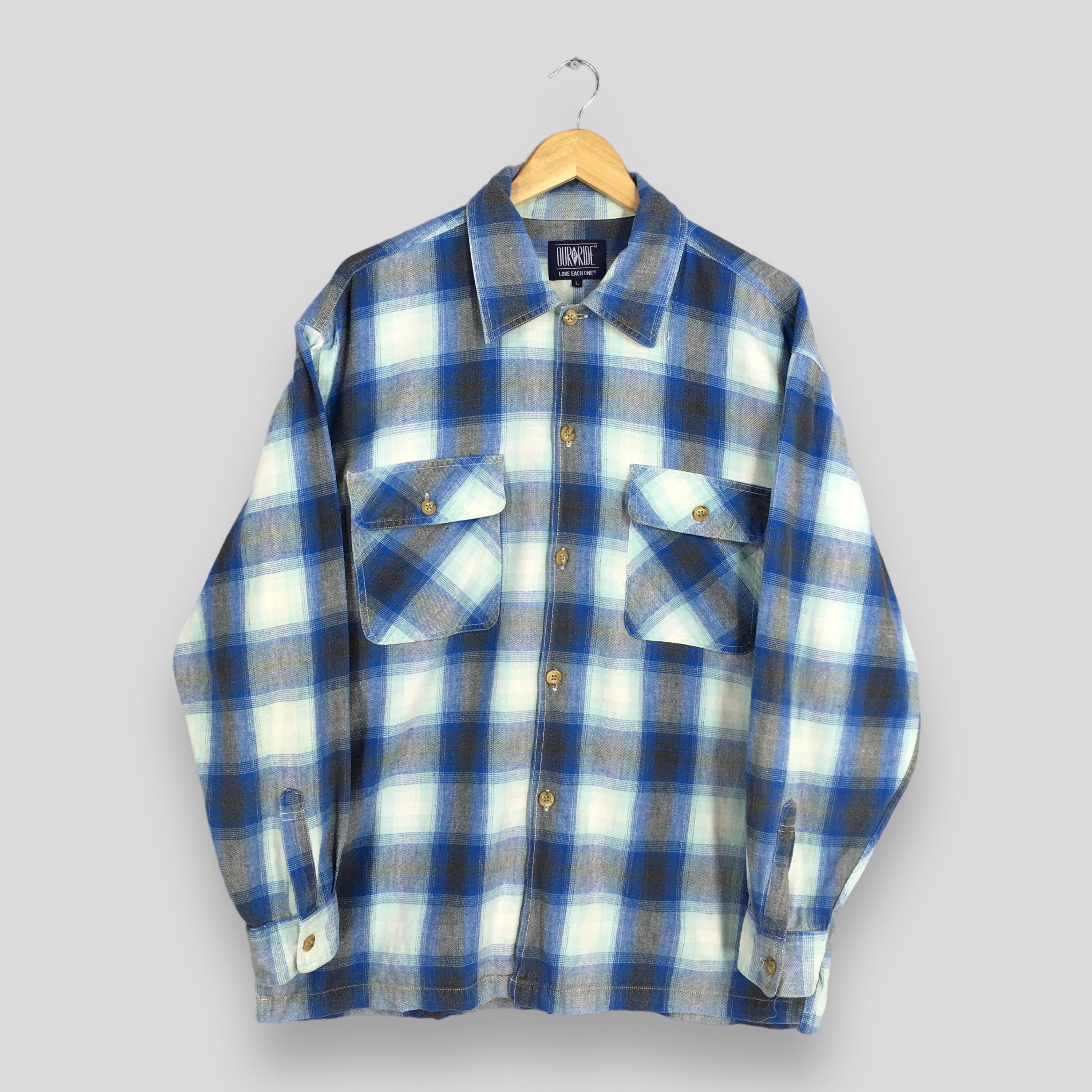 Flannel × Vintage Vintage Plaid Shadow Blue Flannel Shirt Large Size US L / EU 52-54 / 3 - 1 Thumbnail
