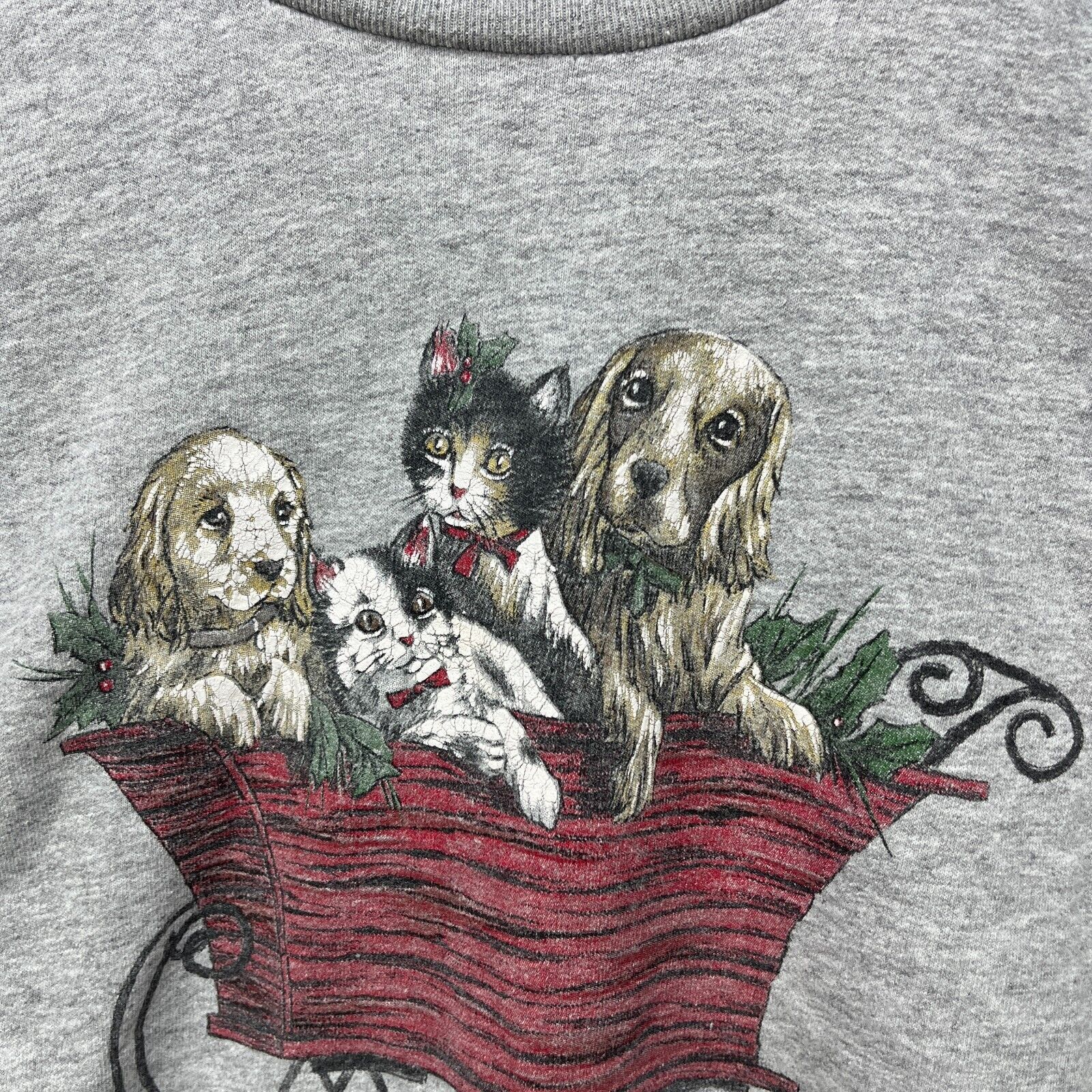 Vintage Vintage 90s Dog Cat Animal Christmas Cute Sweatshirt Large Size US XL / EU 56 / 4 - 2 Thumbnail