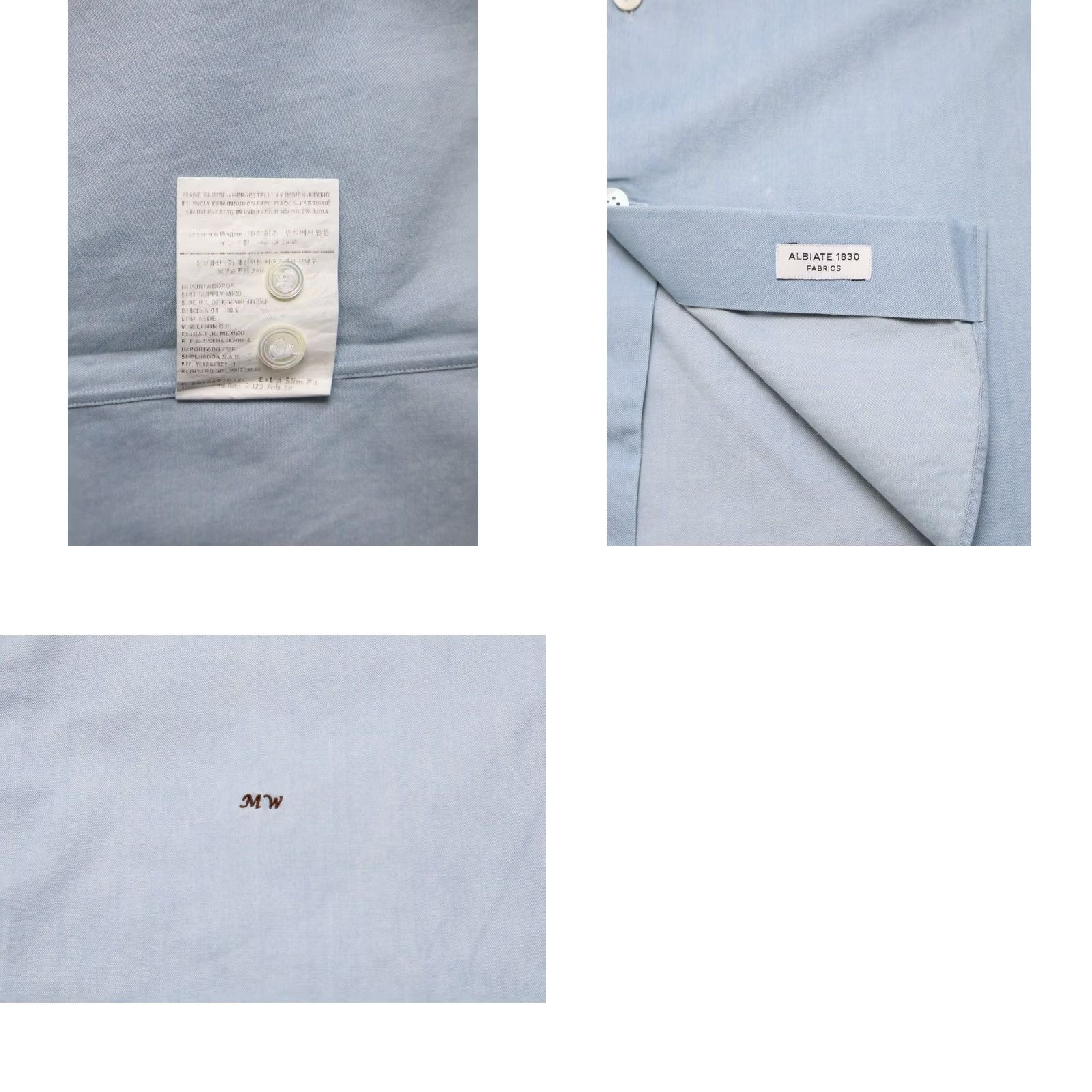 Suitsupply Suitsupply Extra Slim Fit Formal Shirt Blue Mens MEDIUM Button Down Neck Size 40R - 8 Thumbnail