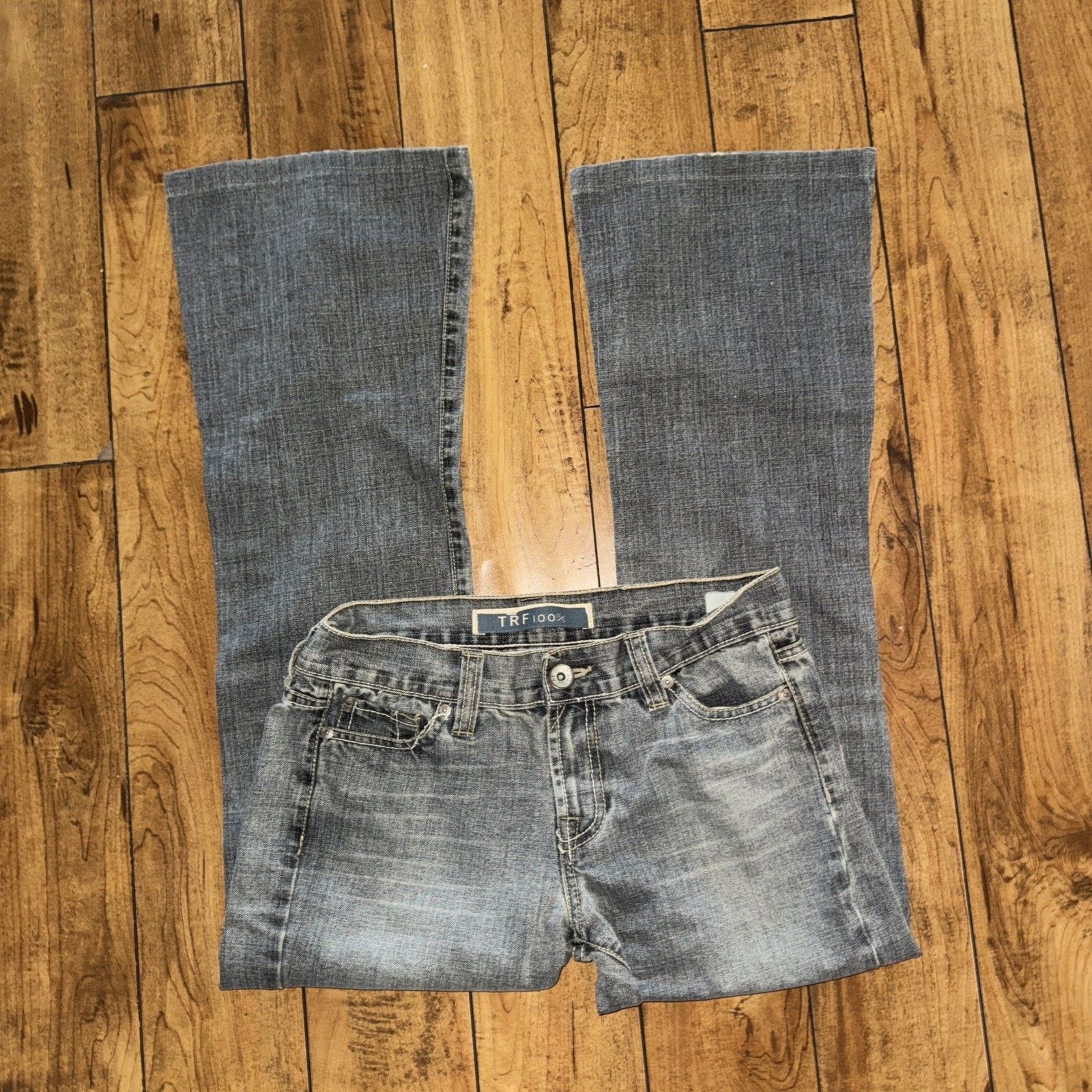 Vintage TRF 100% Flared Denim Jeans Grey 30x30 Size 30" / US 8 / IT 44 - 4 Thumbnail