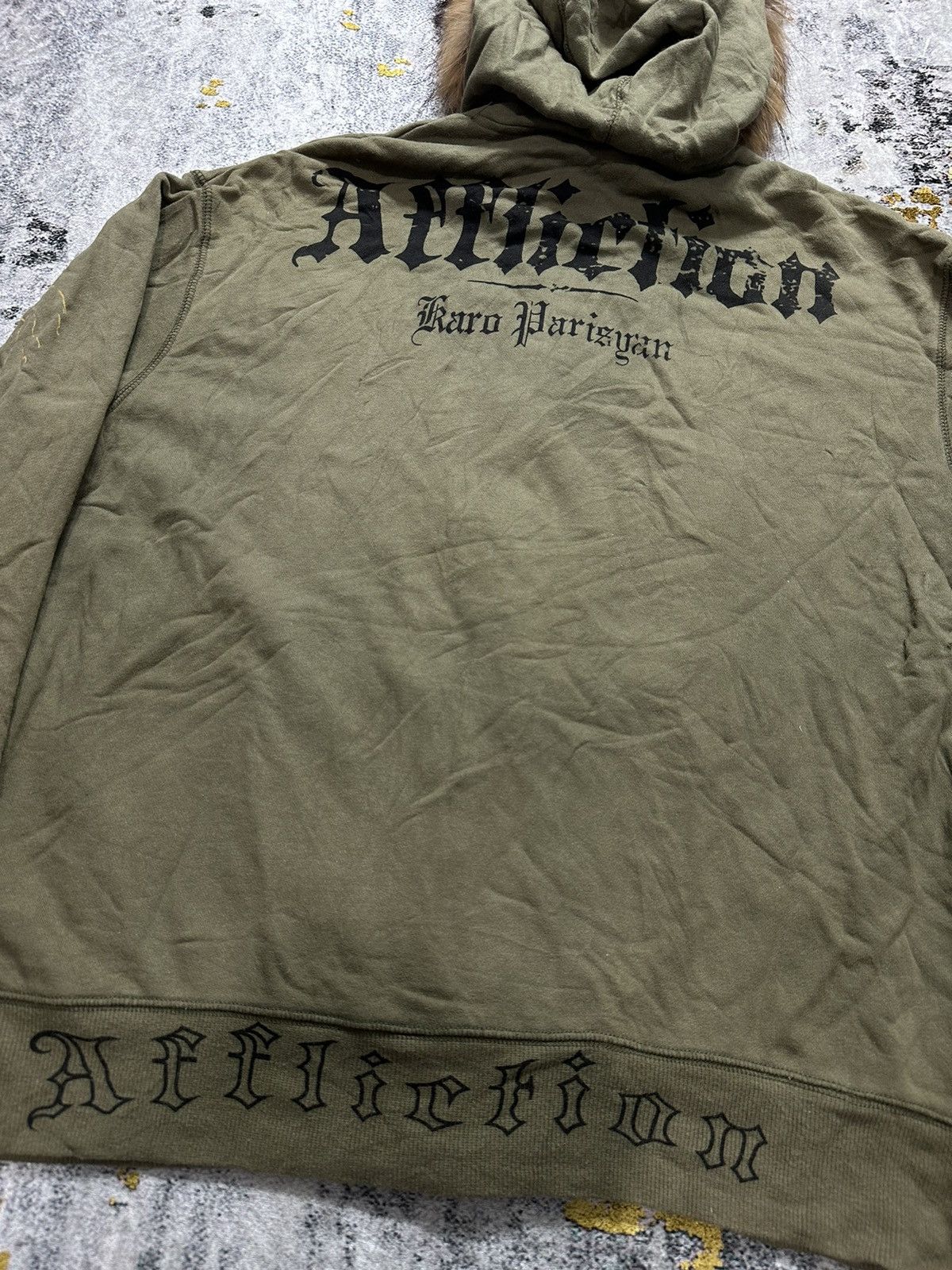 Japanese Brand CRAZY FADED AFFLICTION Fur ZipHoodie SKULL CROSS The Heat Size US XL / EU 56 / 4 - 8 Thumbnail