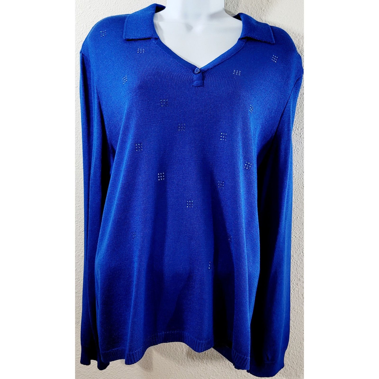 Other Philippe Marques Blue Knitted Sweater Rhinestones Top 14 Size XL / US 12-14 / IT 48-50 - 1 Thumbnail