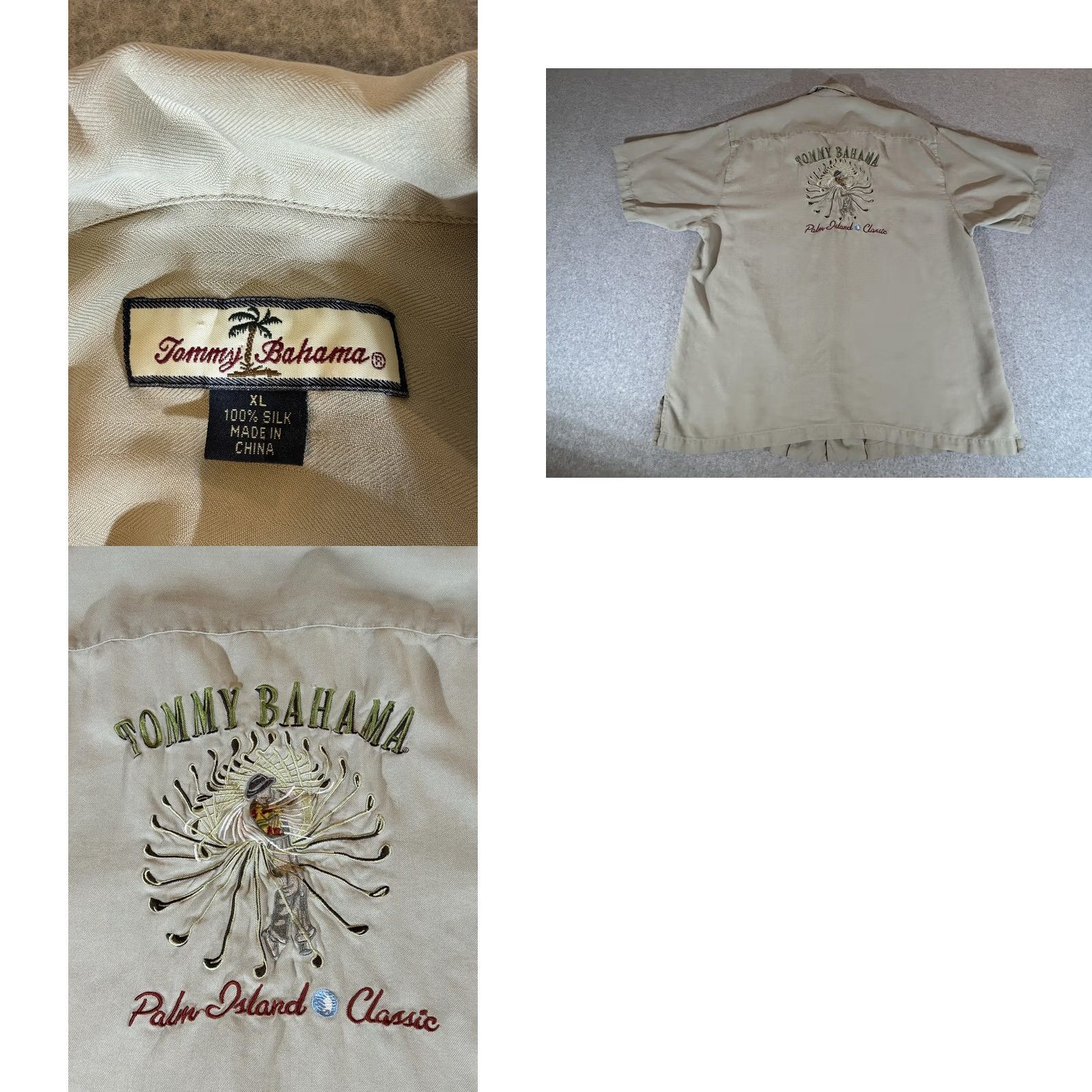 Tommy Bahama Tommy Bahama Shirt Mens XL Tan Silk Camp Embroidered Relaxed Button-Up Hawaiian Tropical Size US XL / EU 56 / 4 - 8 Thumbnail