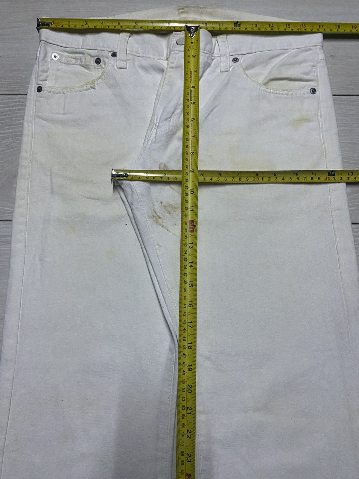 JW Anderson × Uniqlo Vintage Uniqlo S-002 Whit Denim Distressed Flare Jeans Size US 34 / EU 50 - 15 Thumbnail