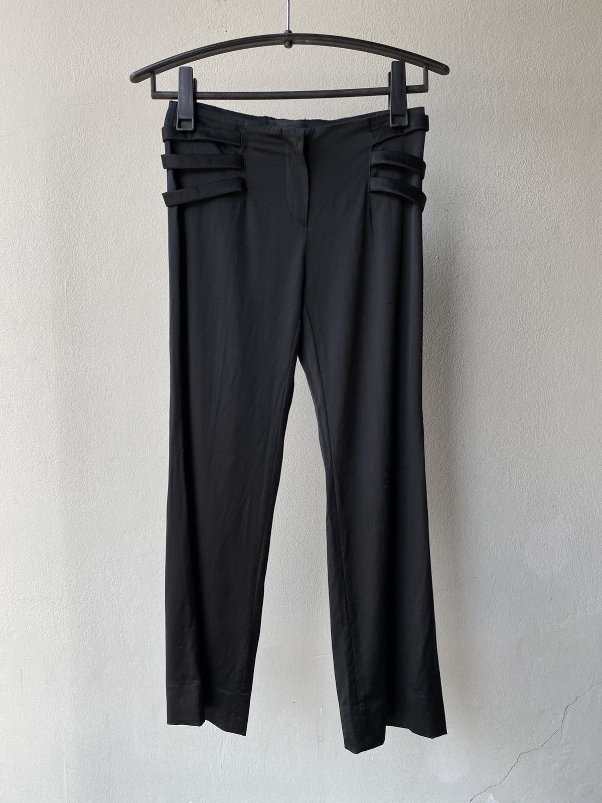 Emporio Armani EMPORIO ARMANI Black Silk Trim-Waist Pants Size 28" / US 6 / IT 42 - 1 Thumbnail
