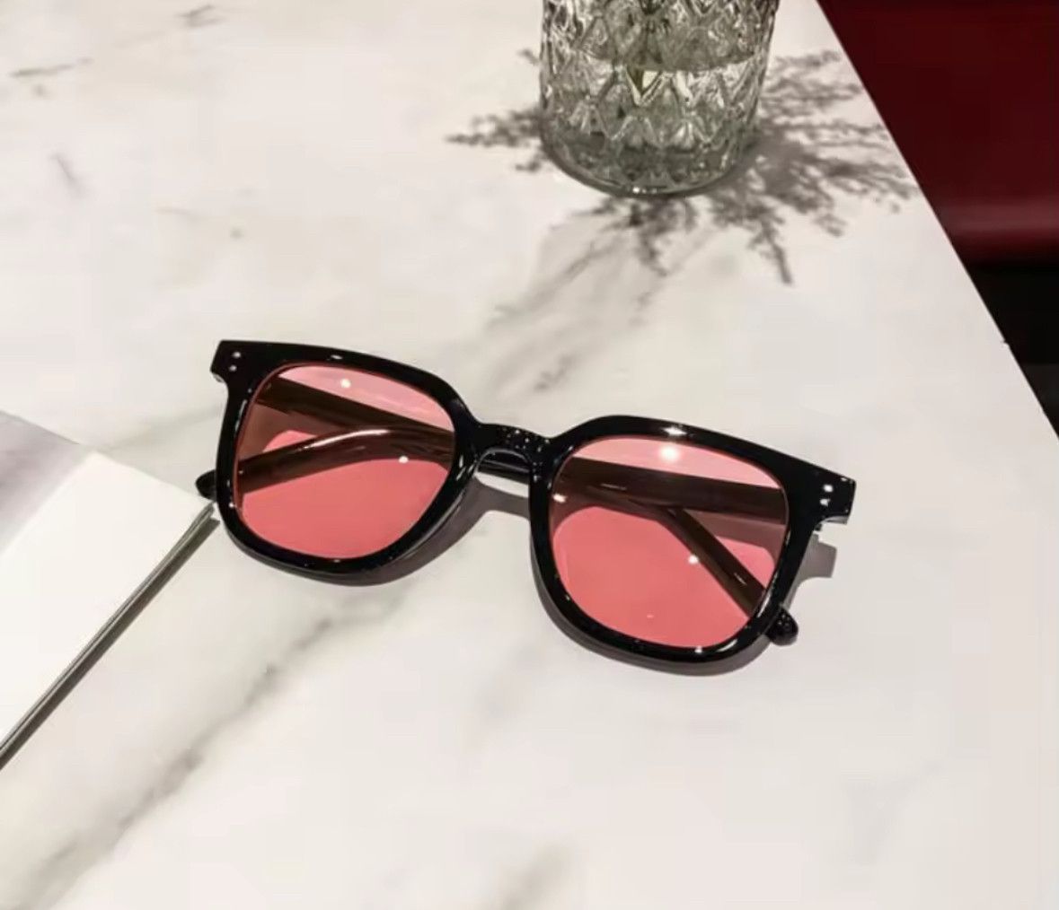Other Trendy Kpop Red Lenses Black Frame Square Sunglasses Size ONE SIZE - 1 Thumbnail