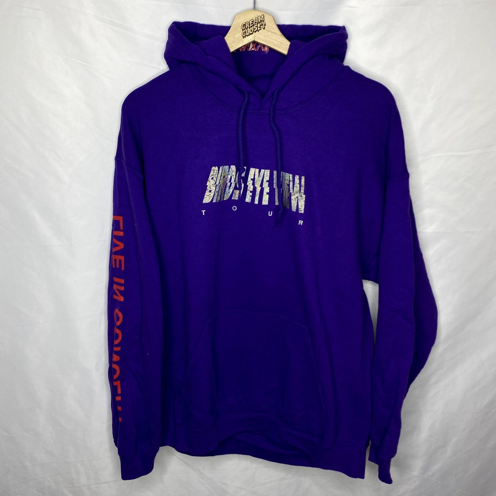 image of Travis Scott Cactus Jack Birds Eye View Hip Hop Rap Tour Merch Hoodie in Purple, Men's (Size Medium