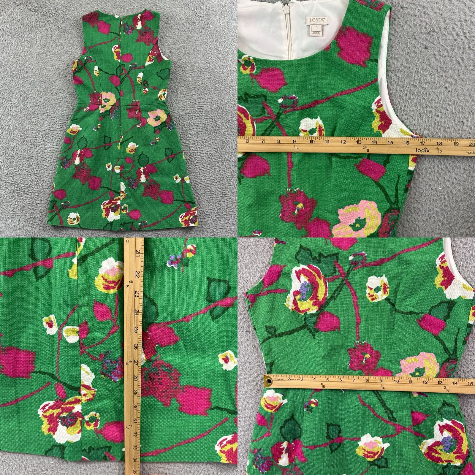 J.Crew J.CREW Shift Dress Womens 4 Green Floral Garden Party Boho Preppy Casual Outdoor Sleeveless Pleated Short Dress Green Floral Pattern 4 Womens Size S / US 4 / IT 40 - 8 Thumbnail