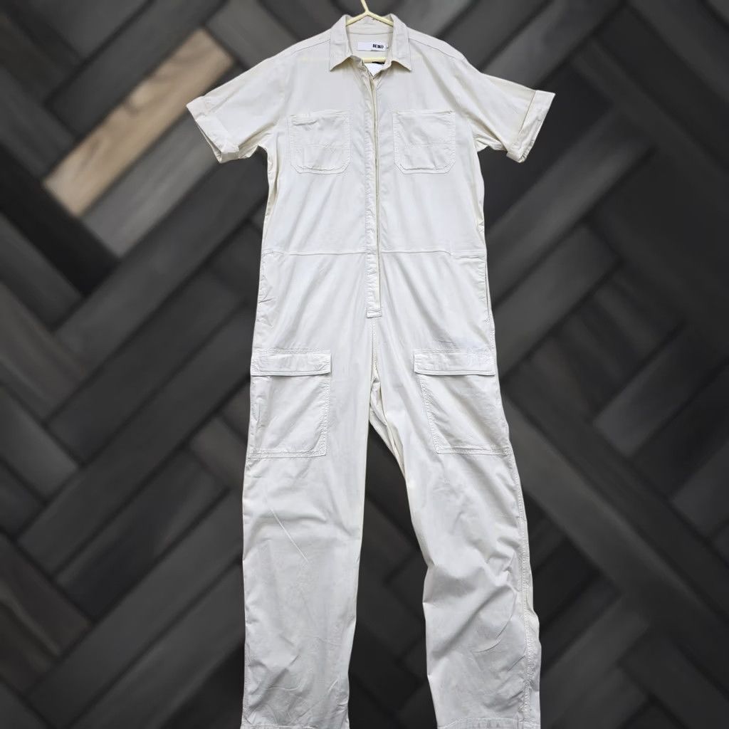 Vintage Reiko Women's White Cotton Coveralls Jumpsuit L Size 36" / US 14 / IT 50 - 1 Thumbnail