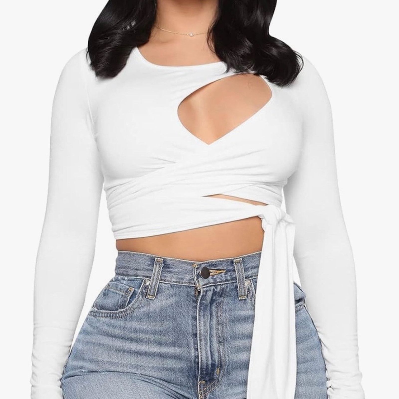 Other New Y2K Party Festival White Long Sleeve Wrap Top size S Size S / US 4 / IT 40 - 3 Thumbnail