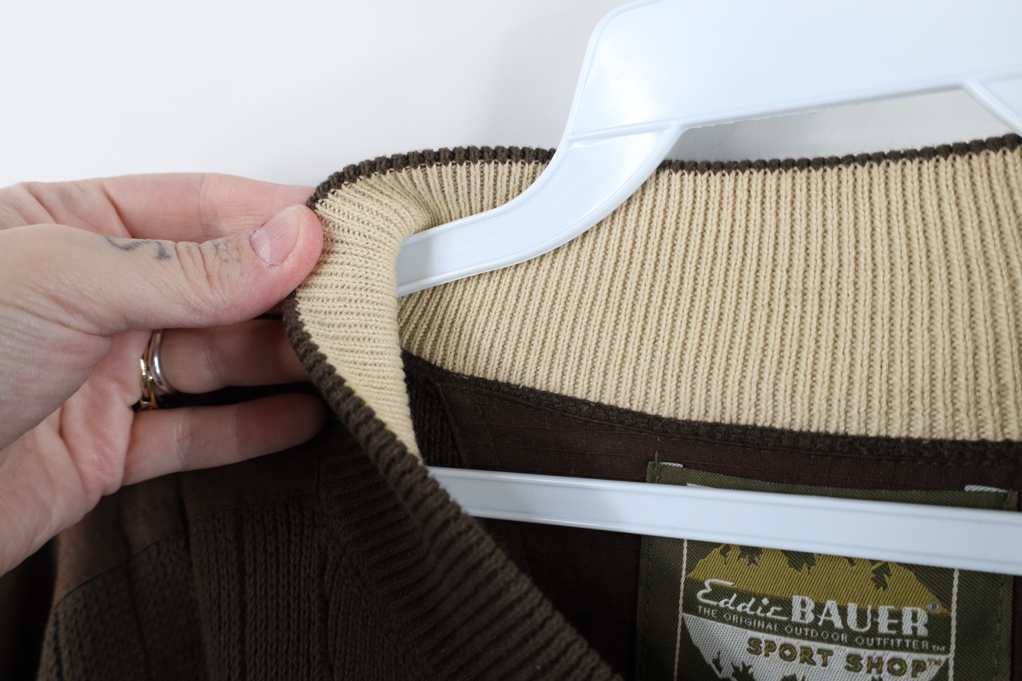 Eddie Bauer × Vintage Vintage Eddie Bauer Heavyweight Knit Commando Sweater Brown Size US XL / EU 56 / 4 - 10 Thumbnail