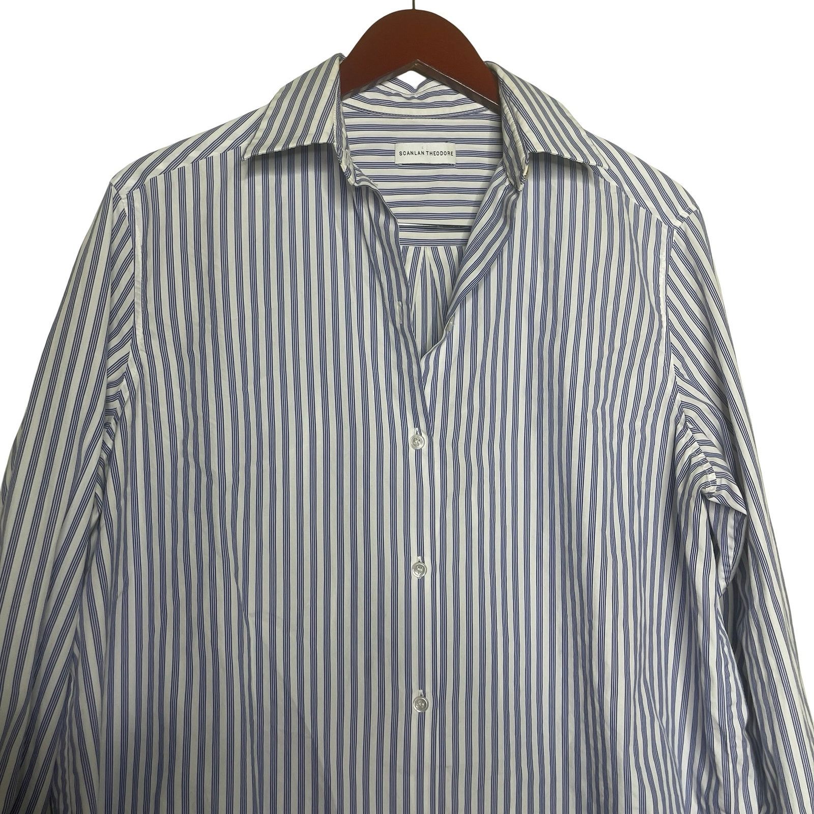 Scanlan Theodore Scanlan Theodore Blue Striped Long Sleeve Button-Up Shirt Size M / US 6-8 / IT 42-44 - 5 Thumbnail