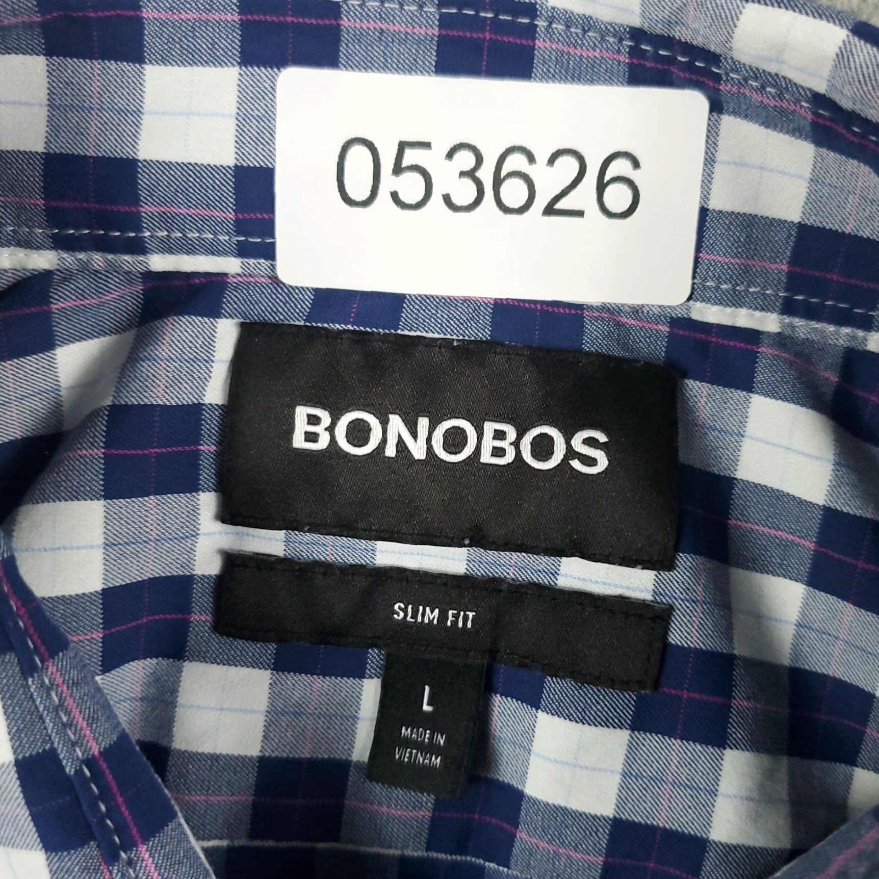 Bonobos Bonobos Shirt Men's Large Blue Plaid Slim Fit Button-Up Long Sleeve Cotton Mens Size US L / EU 52-54 / 3 - 6 Thumbnail