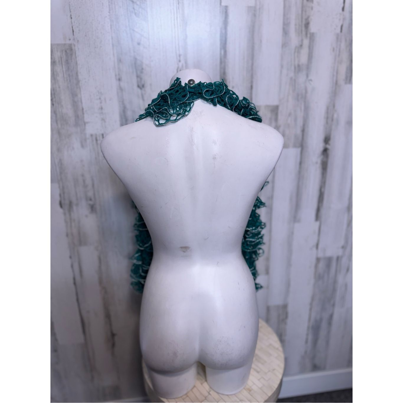 Other Teal Ruffle Knit Scarf Lightweight Dressy Accessory Women’s Size ONE SIZE - 3 Thumbnail