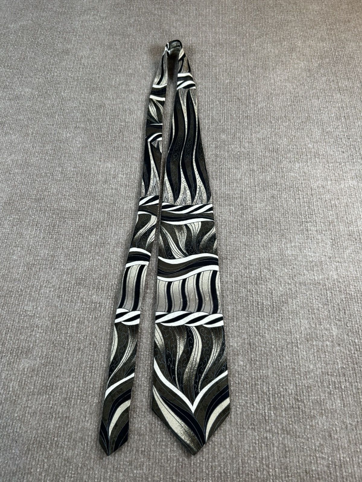 Fratelli Rossetti Fratelli Italy Tie 100% Silk Hand Made Black Cream Silv 0094 Size ONE SIZE - 4 Thumbnail