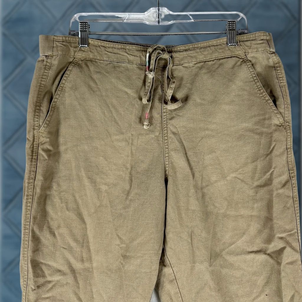 J.Crew J. Crew Linen Blend Casual Pants Womens Large Brown Tan Drawstring Yoga Gym Pants Size 36" / US 14 / IT 50 - 1 Thumbnail