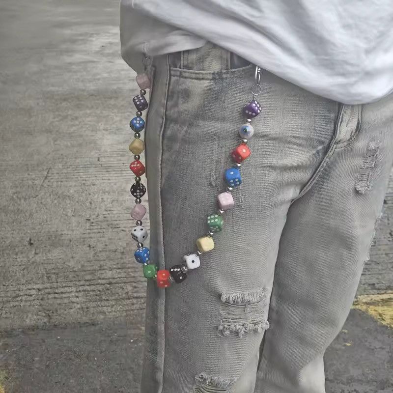 Jewelry Punk Dice Pants Chain Streetwear Multicolored Y2k Size ONE SIZE - 2 Thumbnail