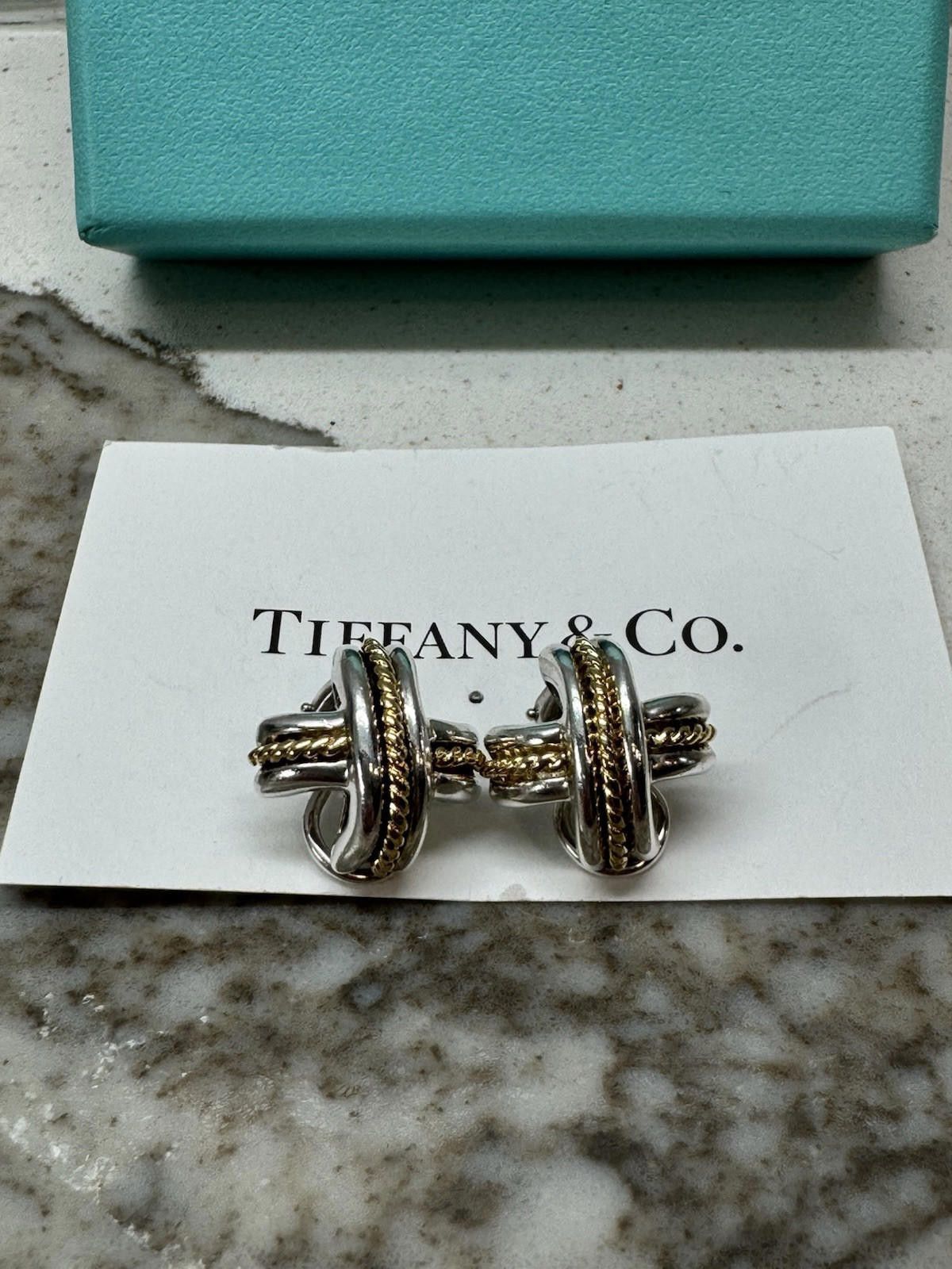 Tiffany & Co. Tiffany & Co. Gold Rope Silver Signature X Clip-on Earrings Size ONE SIZE - 2 Thumbnail
