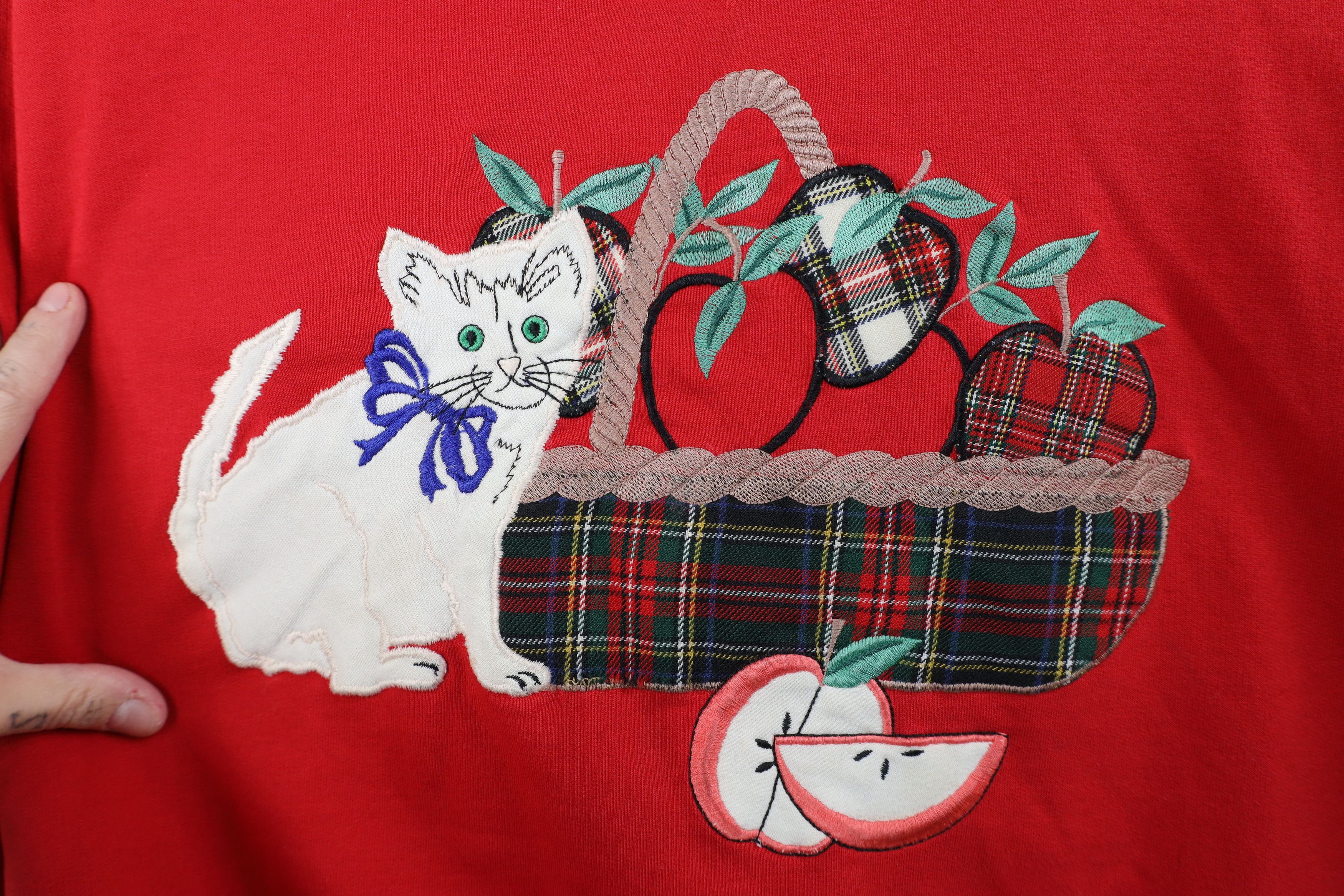 Vintage Vintage 90s Country Cat Kitten Collared Pullover Sweatshirt Size L / US 10 / IT 46 - 4 Thumbnail