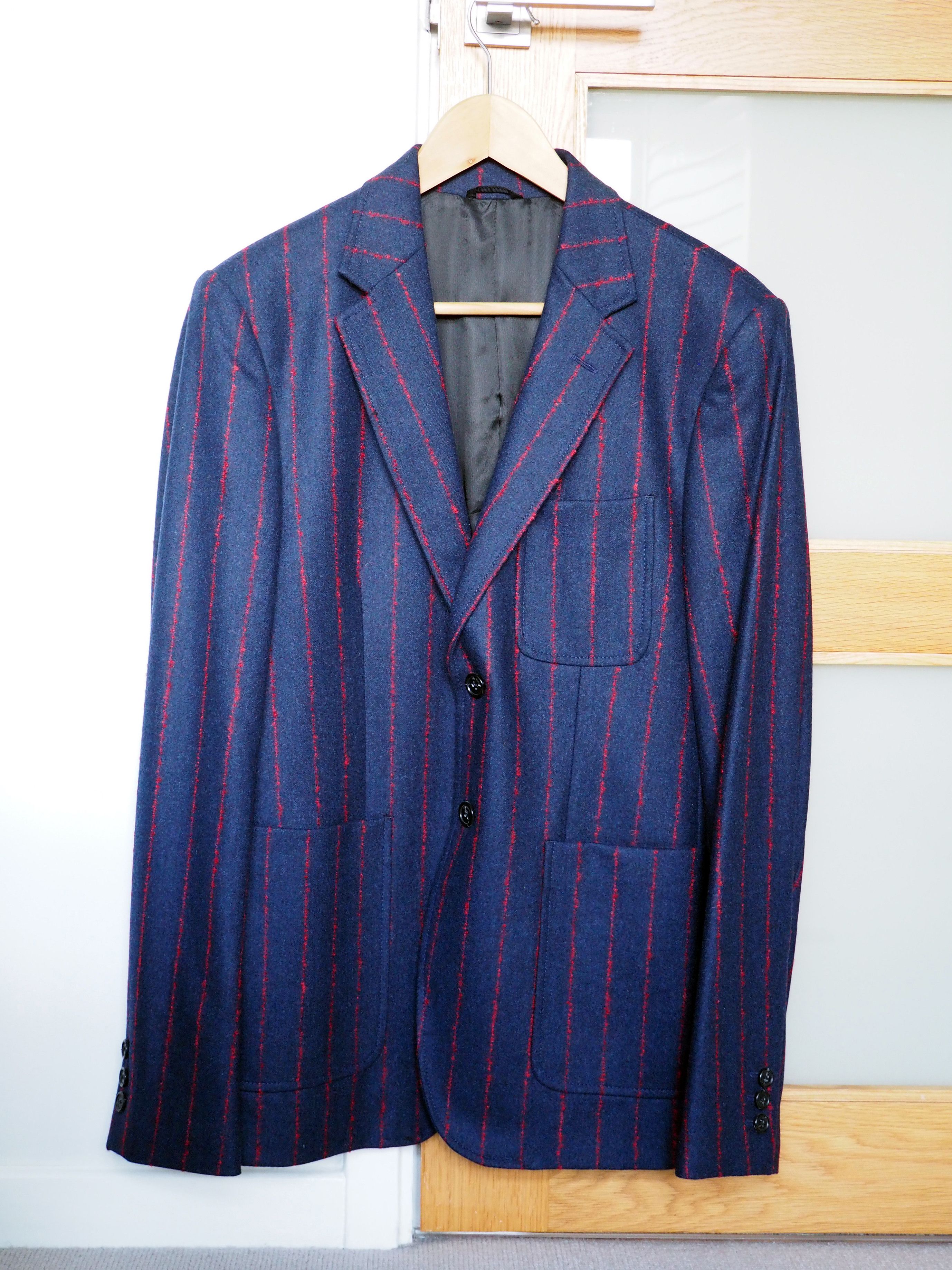 Raf Simons Raf Simons navy textured red pinstripe wool blazer aw15 Size 42R - 5 Thumbnail