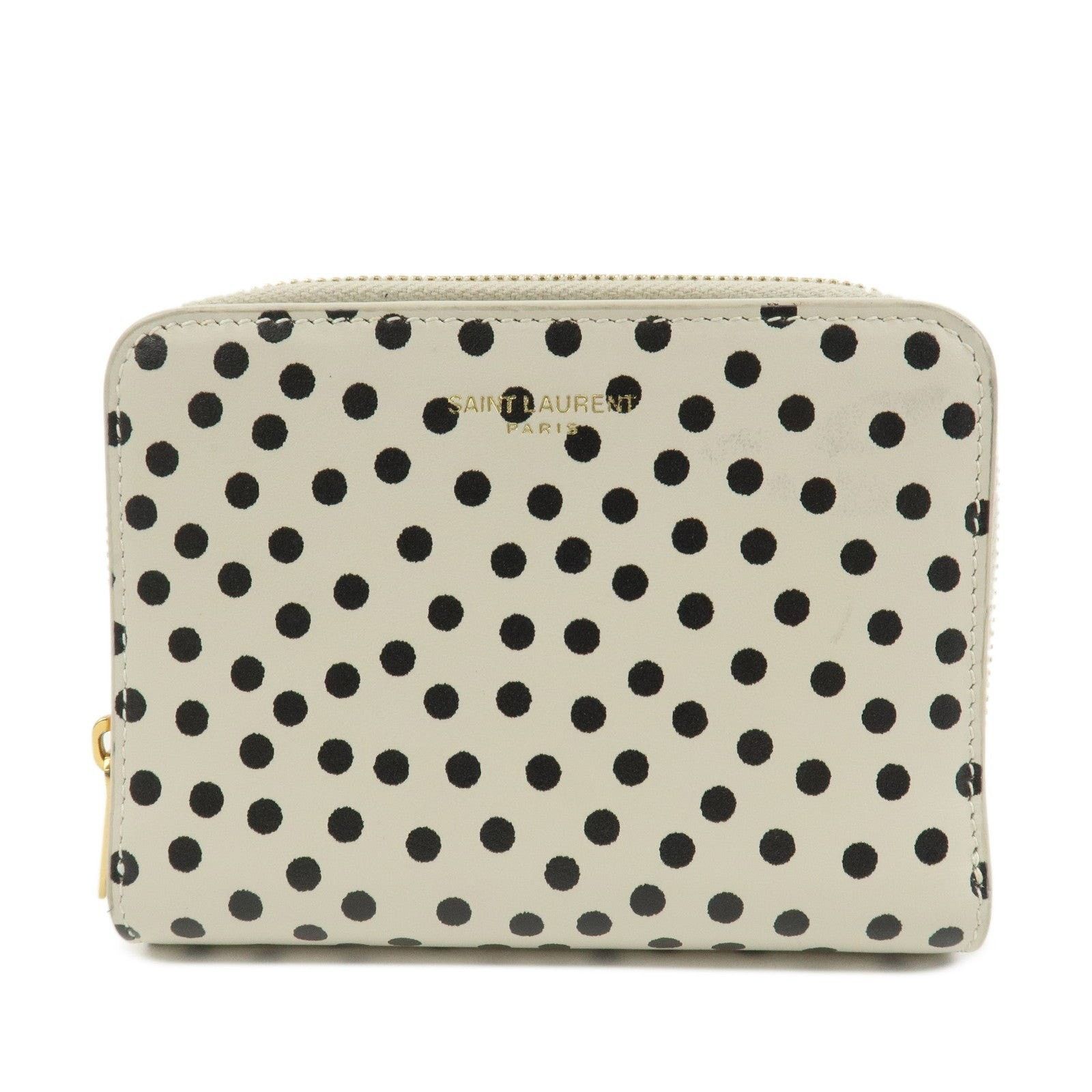 Saint Laurent Paris Saint Laurent Dot Print Zippy Compact Wallet Calfskin Cream Size ONE SIZE - 1 Thumbnail