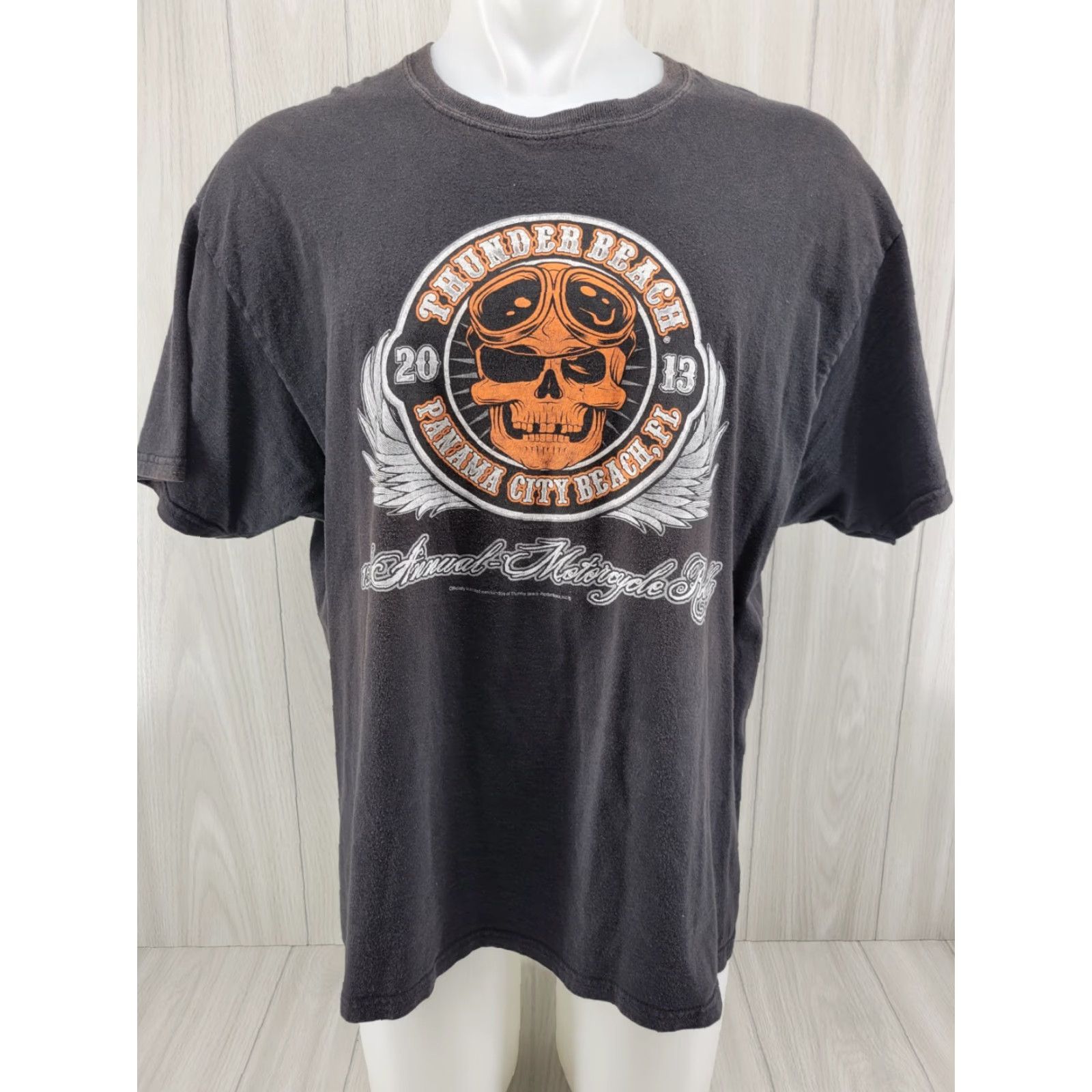 Gildan VINTAGE Gildan T-Shirt Thunder Beach Panama City Beach 2013 Motorcycle Rally Long Sleeve XL Black Mens Graphic Tee 100% Cotton Size US XL / EU 56 / 4 - 2 Thumbnail
