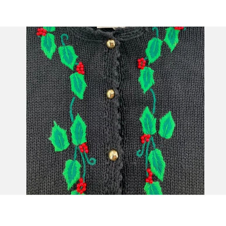 Designer Vintage Bechamel Sweater Womens Sz L Christmas Cardigan Blac Size L / US 10 / IT 46 - 4 Thumbnail