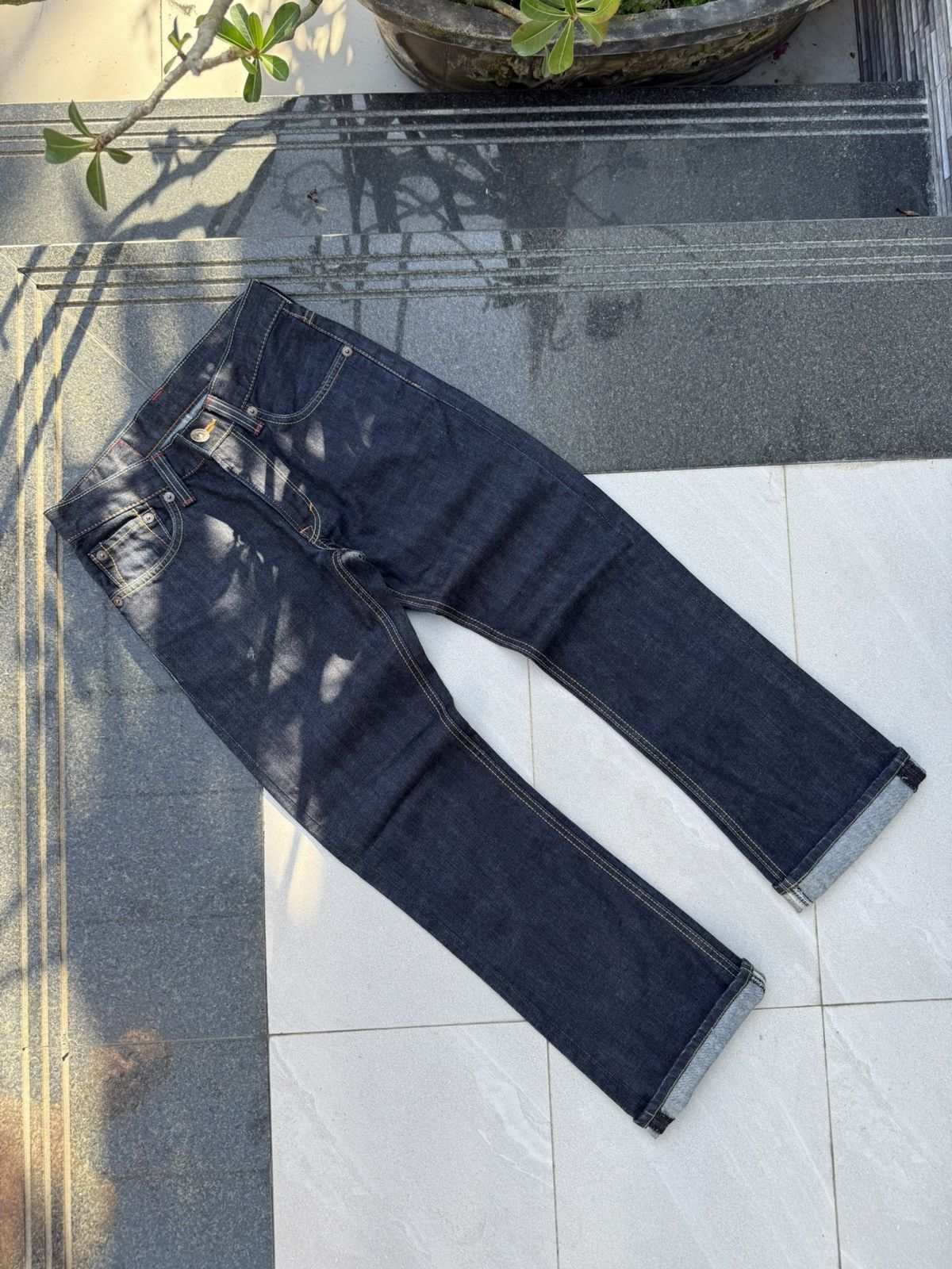 Edwin × Vintage 90’s EDWIN 512 RARE JAPANESE RETRO BACK POCKET LOGO DENIM Size US 32 / EU 48 - 2 Thumbnail