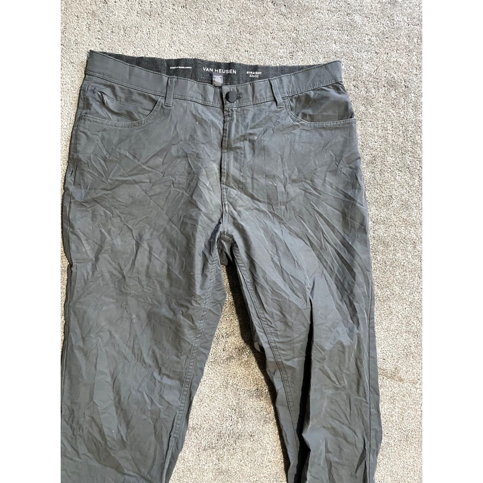 Van Heusen van Heusen Men's Pants Gray Chino Flat Front Straight Leg 32x32 Size US 32 / EU 48 - 2 Thumbnail