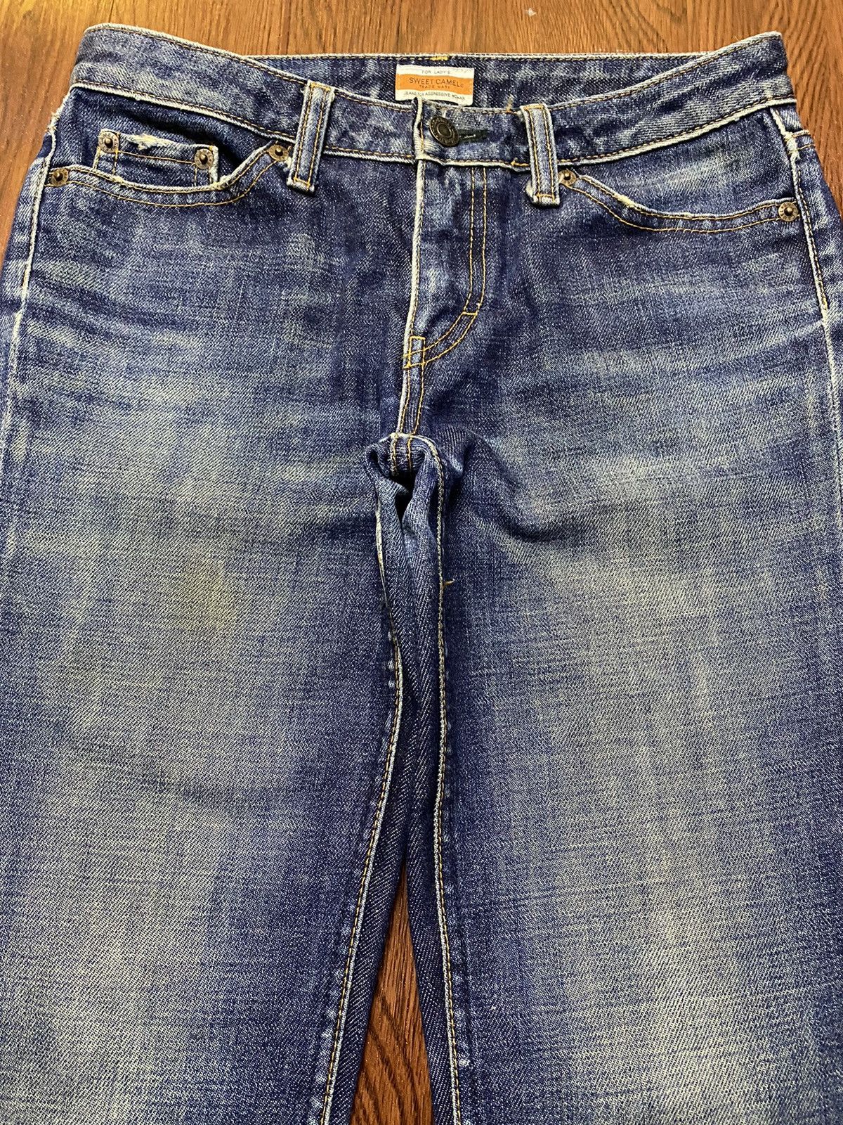 If Six Was Nine Vintage Japanese Brand Blue Wash Distressed Flare Jeans Size 28" / US 6 / IT 42 - 3 Thumbnail
