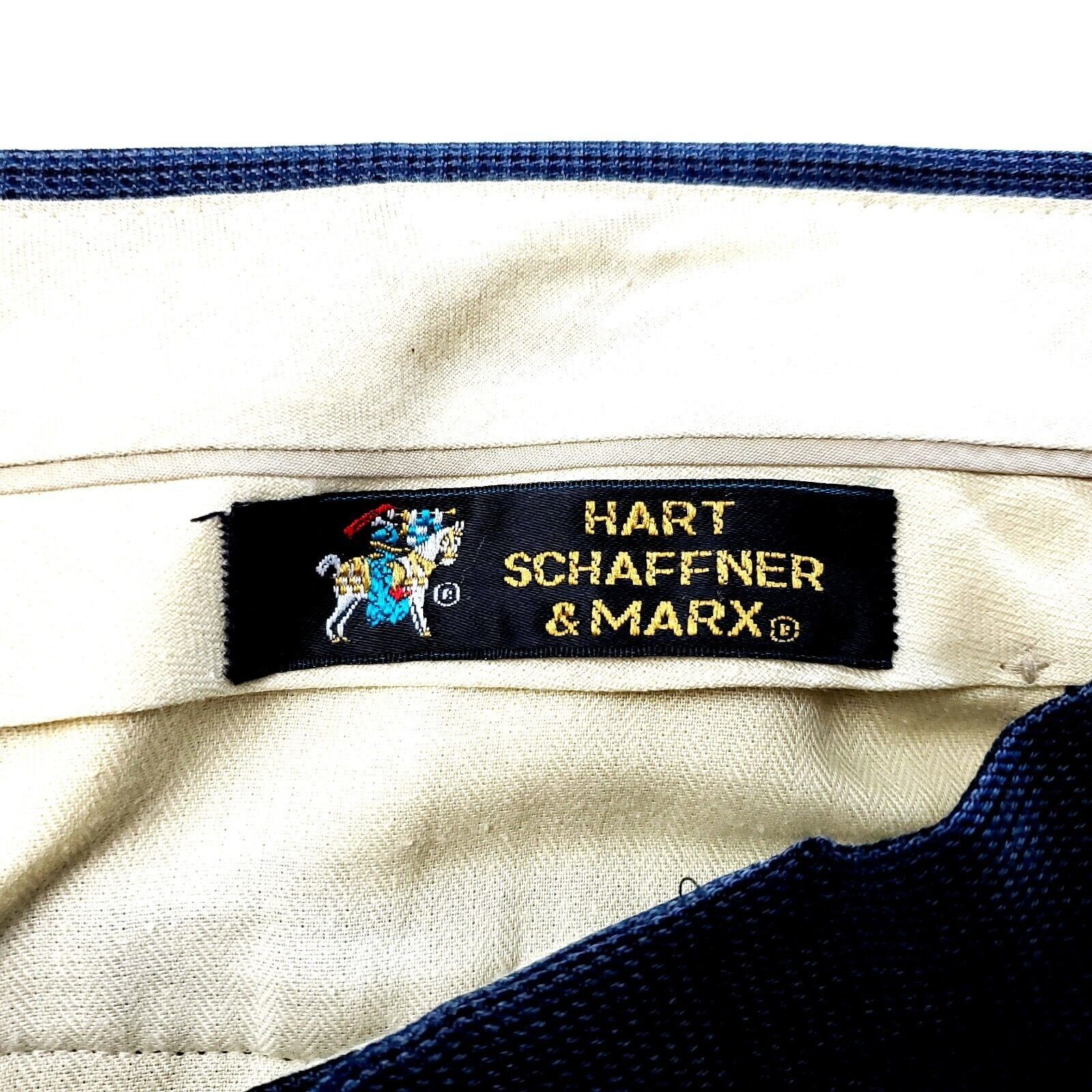 Hart Schaffner Marx Hart Schaffner Marx Virgin Wool Dress Pants 34/27 Blue Black Size 34S - 3 Thumbnail