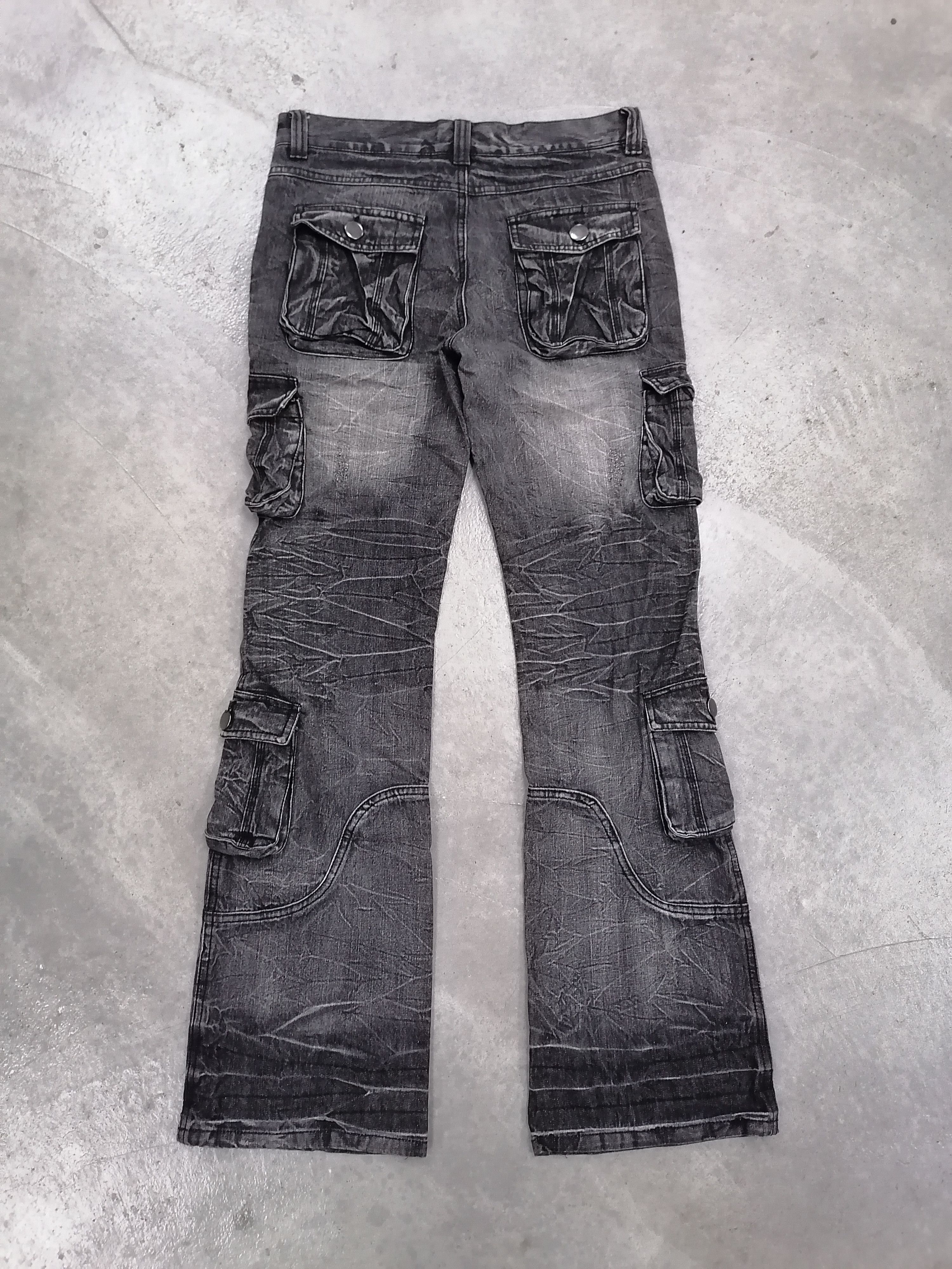LOWBOX Flare Jeans Lowbox Claw Mark Fringe Multipocket Denim Pants Size US 32 / EU 48 - 9 Thumbnail
