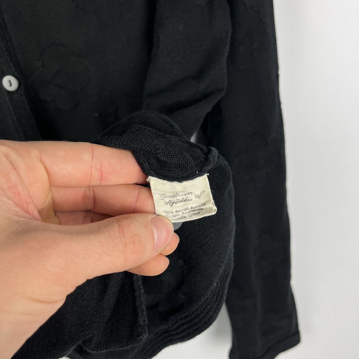 Gudrun Sjoden Gudrun Sjoden Black Cotton Floral Cardigan Button Up Size M Size M / US 6-8 / IT 42-44 - 6 Thumbnail