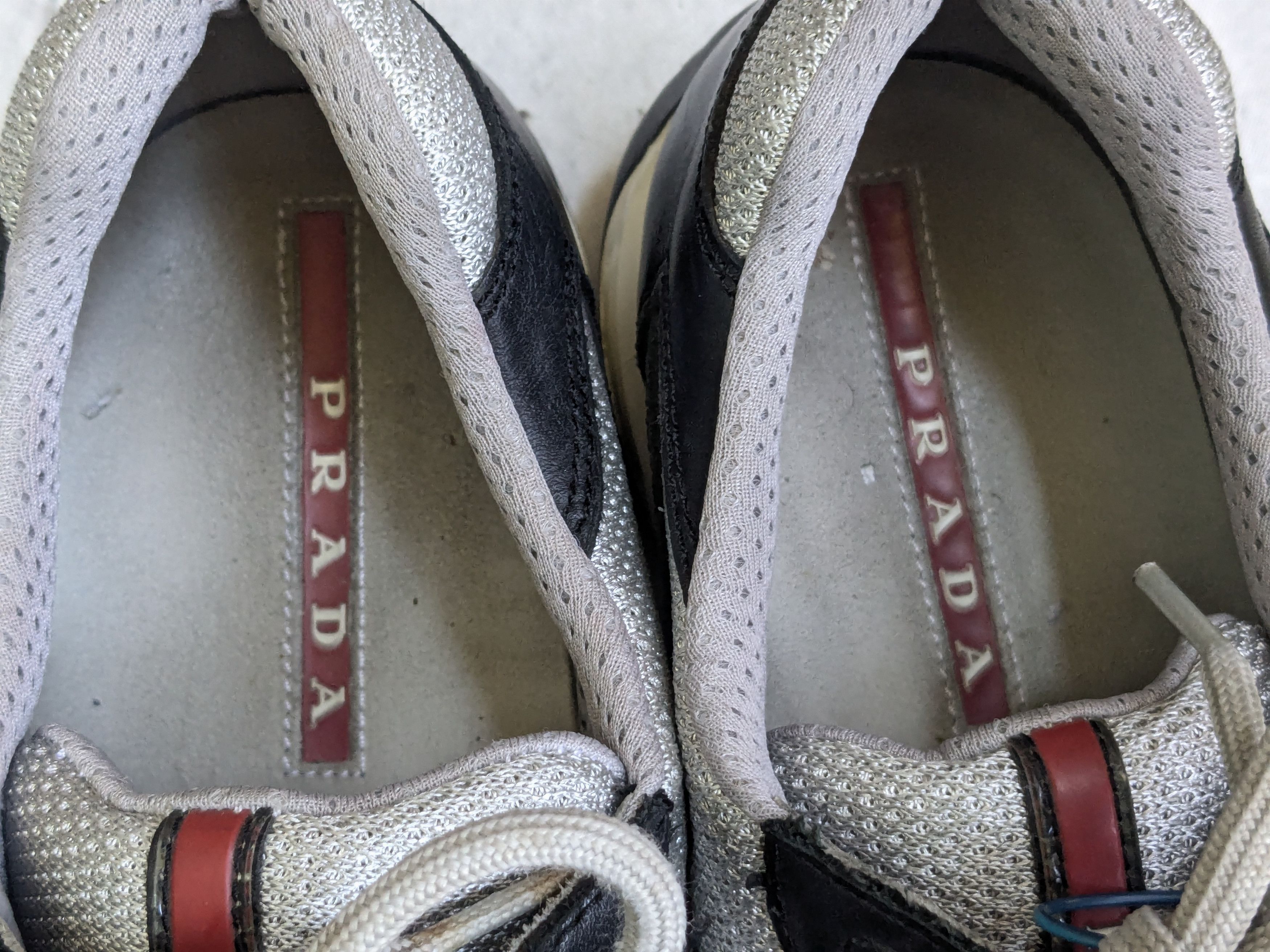 Prada Prada Sneakers Black Leather 9 Low Tops Gray Silver Size US 9 / EU 42 - 8 Thumbnail
