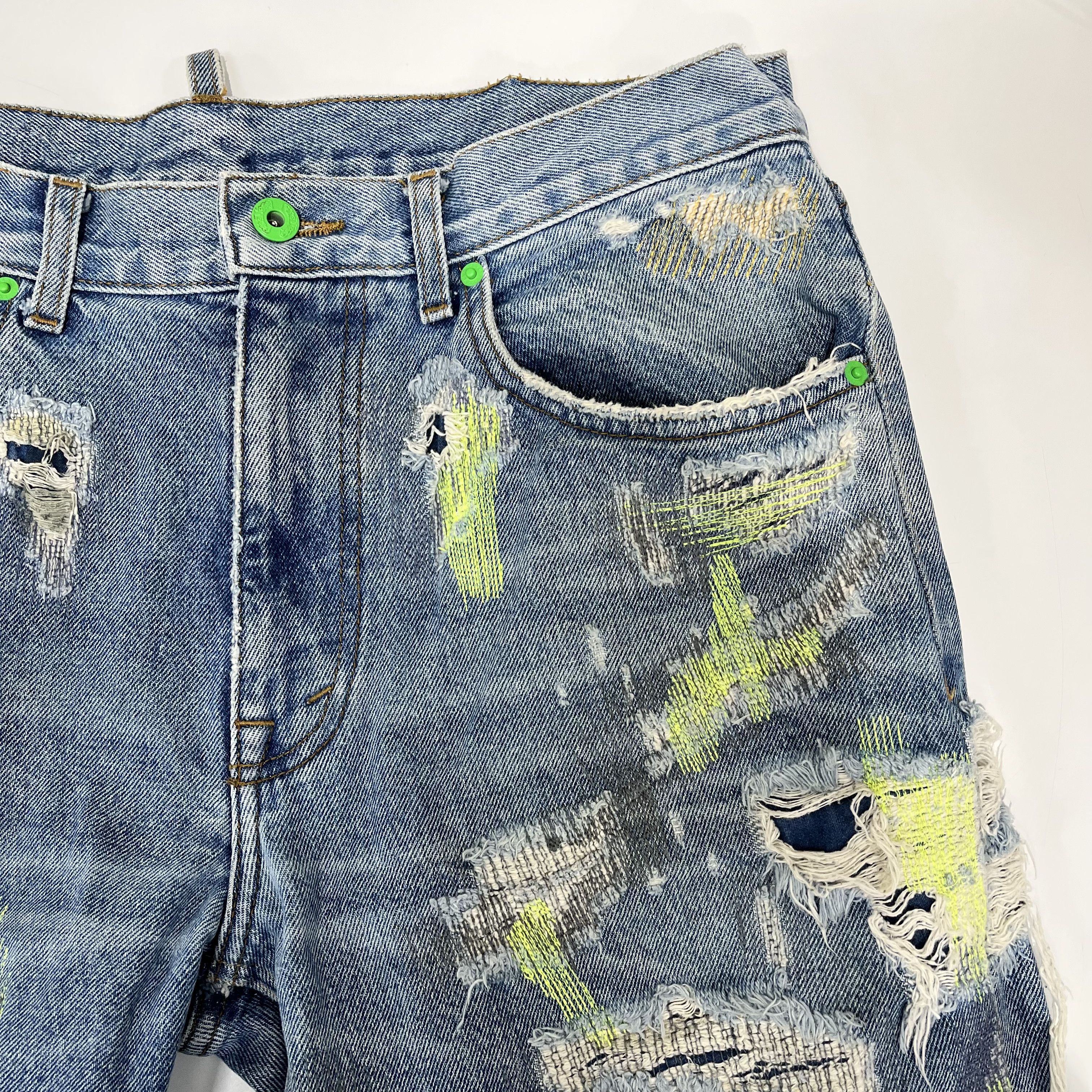 Endless Vlone x Endless Embroidered And Distressed Denim Jeans Blue Size US 32 / EU 48 - 5 Thumbnail