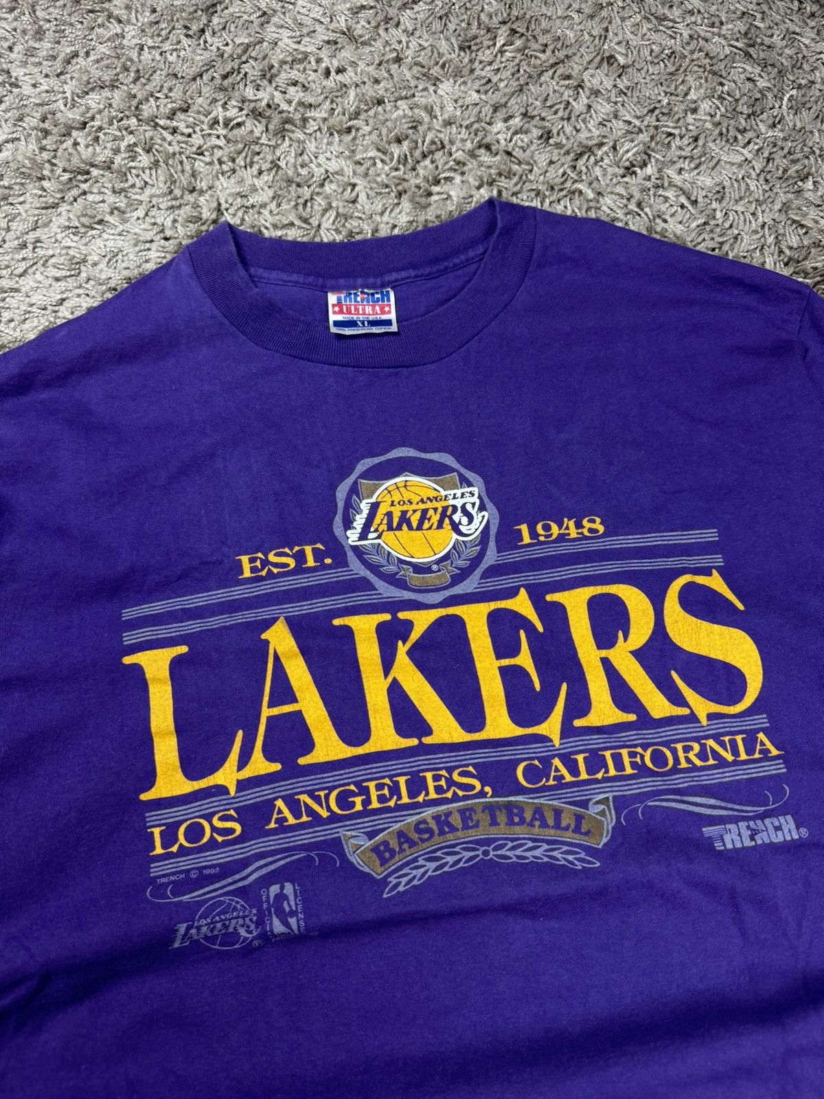 NBA × Vintage Vintage rare t shirt NBA Lakers 1992s original casual item Size US XL / EU 56 / 4 - 2 Thumbnail