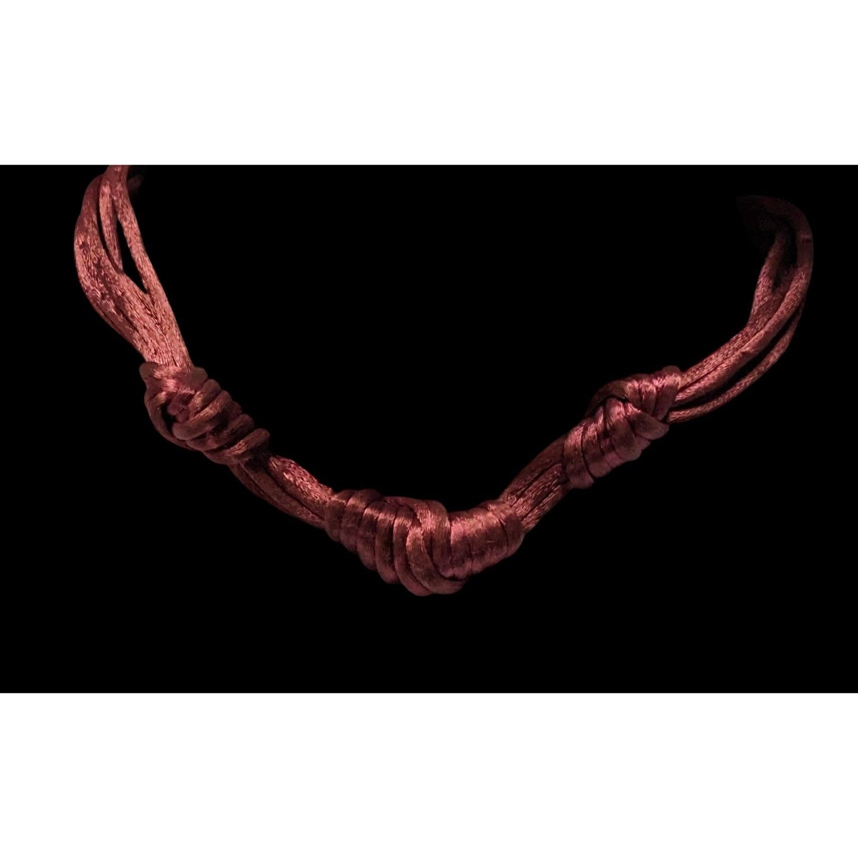 Handmade Knotted Satin Rope Necklace In Ruby Red With Gold-Tone Clasp Size ONE SIZE - 4 Thumbnail