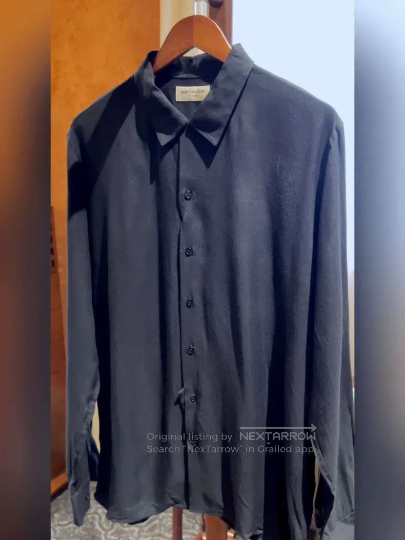 Saint Laurent Paris Men's Solid Black Shirt