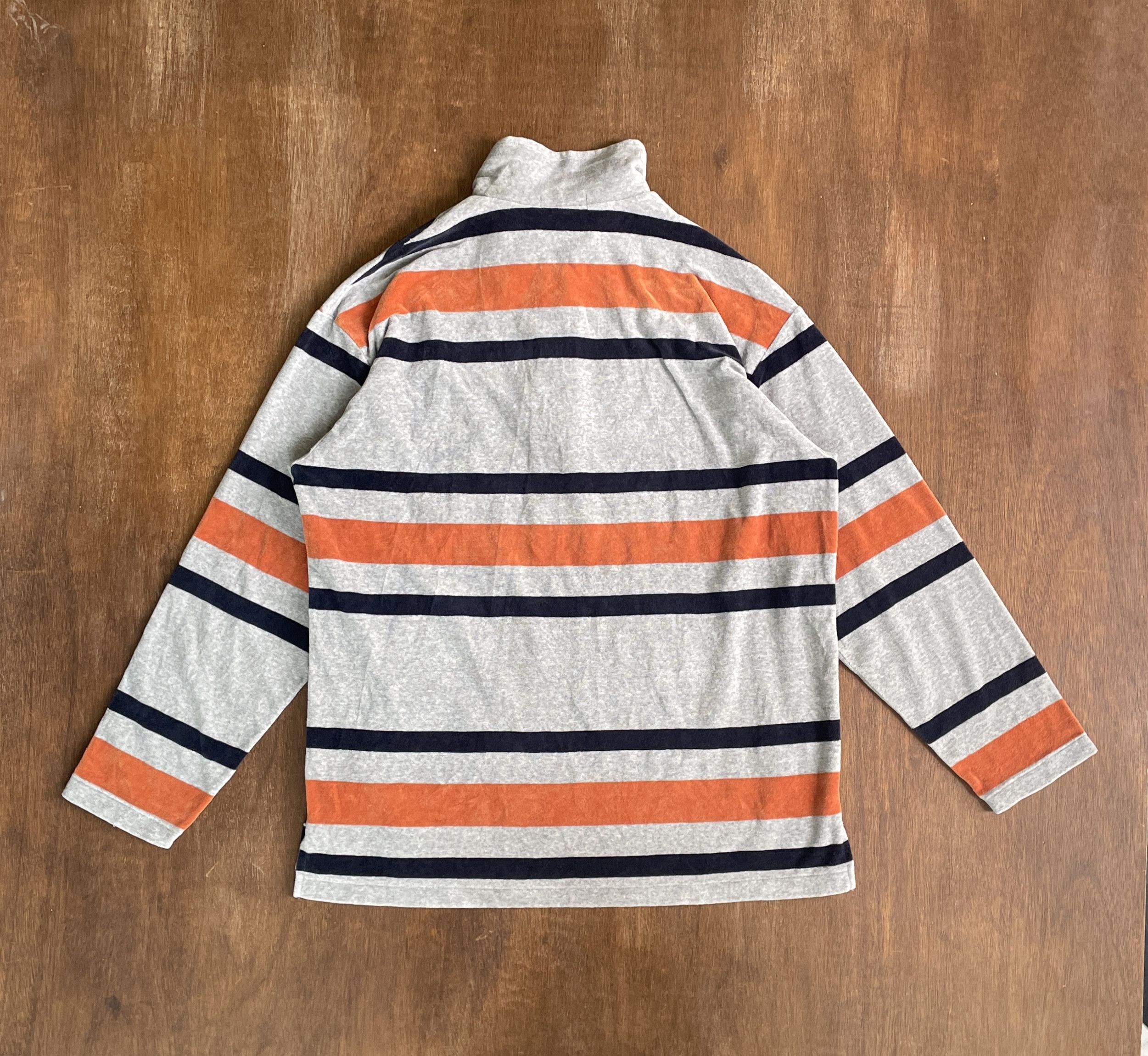 Issey Miyake Issey Miyake Half Zip Stripped Sweatshirt Size US L / EU 52-54 / 3 - 7 Thumbnail