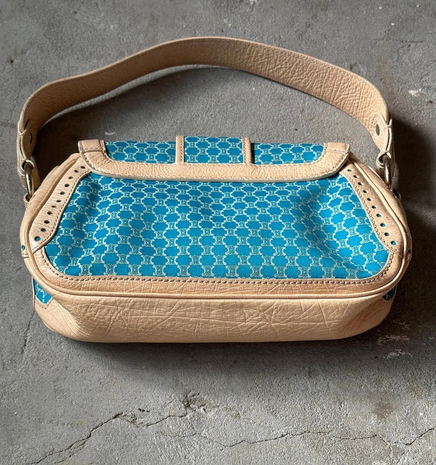 Celine Celine Macadam Triomphe Shoulder Bag Blue/Beige Size ONE SIZE - 9 Thumbnail