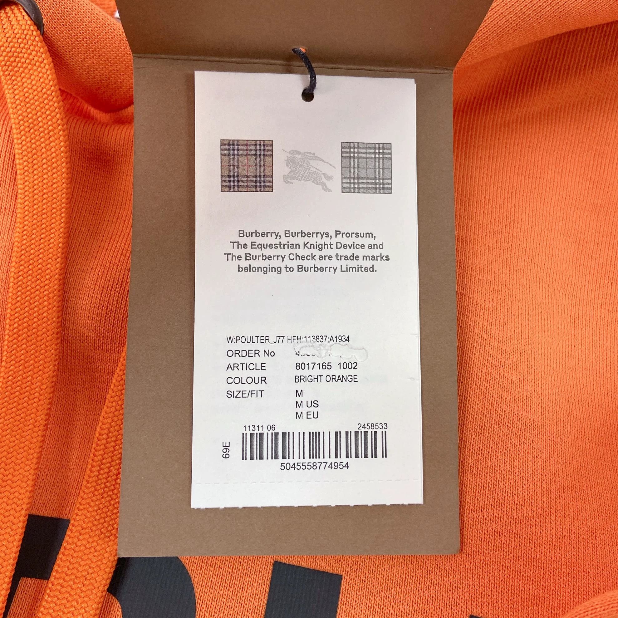 Burberry Burberry Orange Logo Hooded Sweatshirt M Size US M / EU 48-50 / 2 - 7 Thumbnail