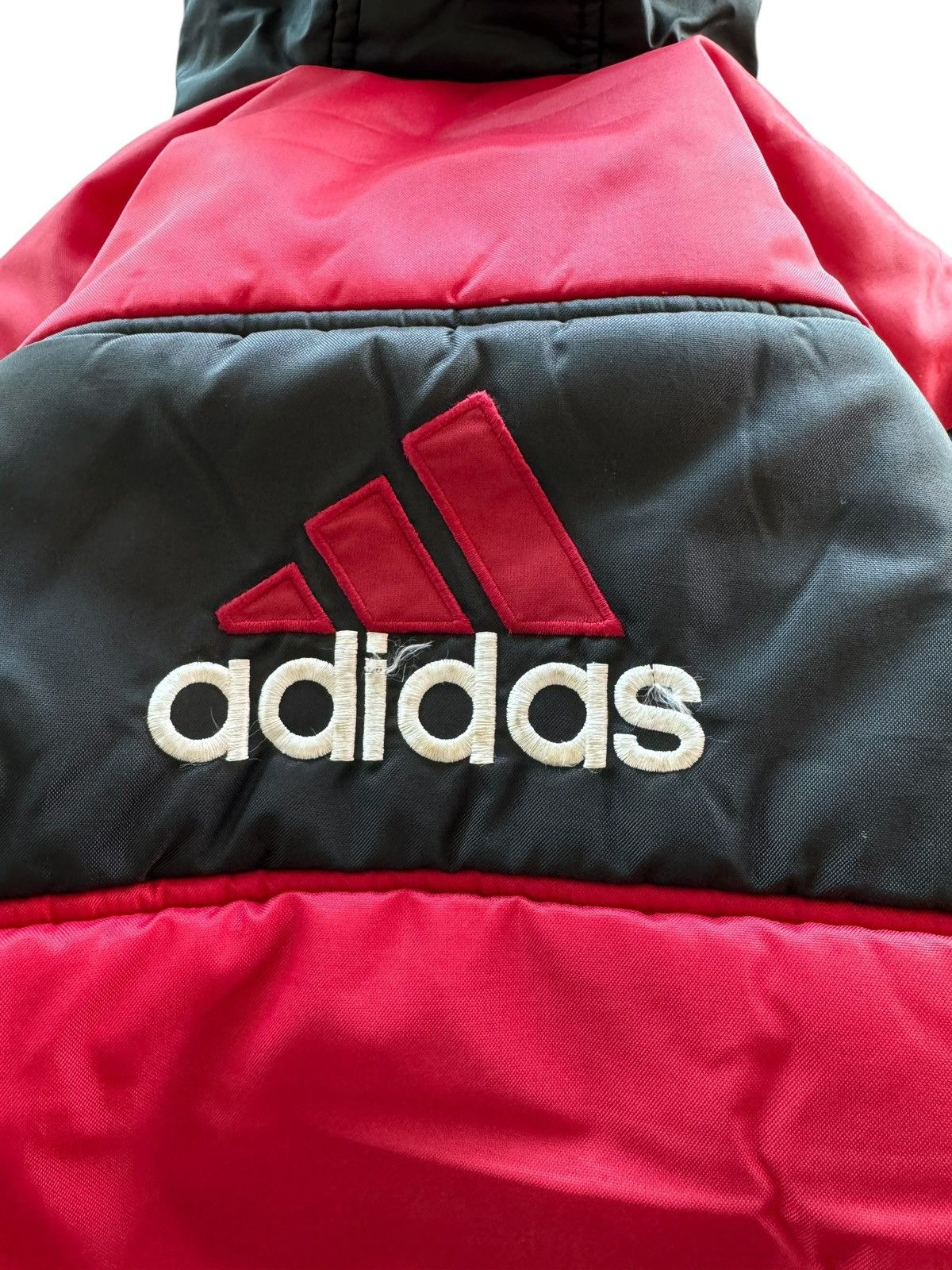 Adidas × Vintage Vintage Adidas Embroidered Double Sided Logo Puffer Hoodie Size L / US 10 / IT 46 - 5 Thumbnail