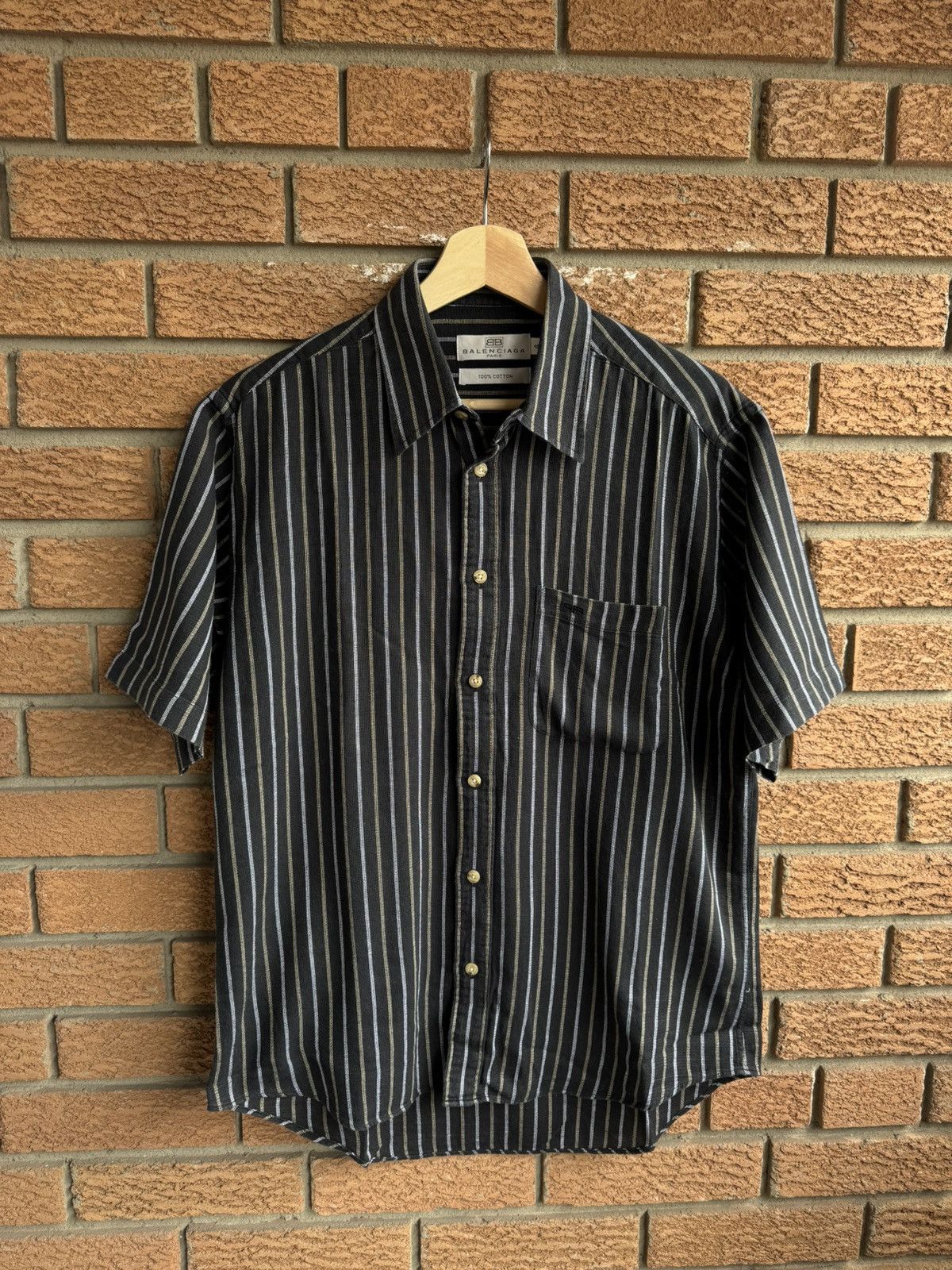 Balenciaga Balenciaga Vintage Shirt Striped Button Ups Size US L / EU 52-54 / 3 - 3 Thumbnail