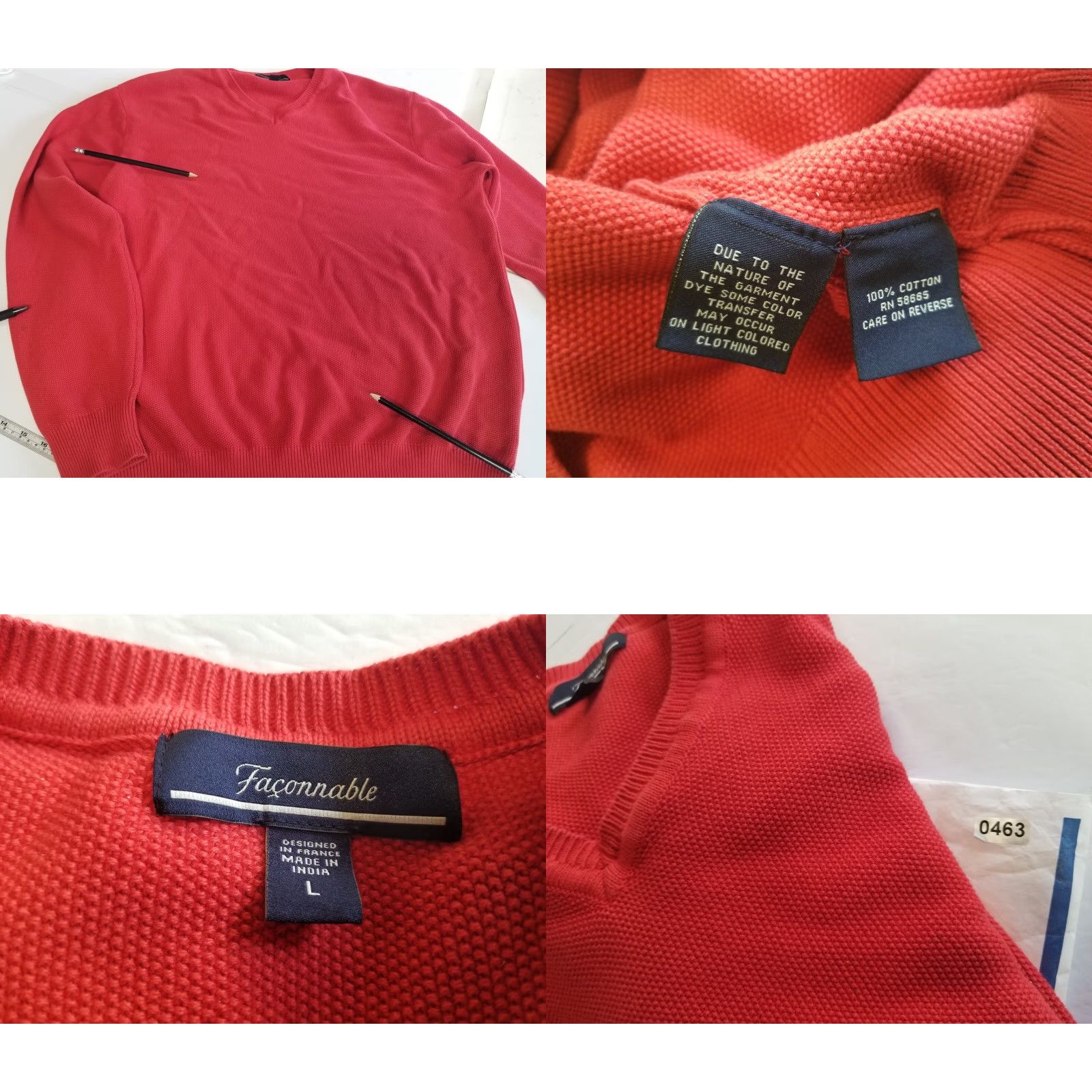 Faconnable Façonnable Mens Large Red Long Sleeve Crewneck Sweater Long Sleeve Size US L / EU 52-54 / 3 - 9 Thumbnail