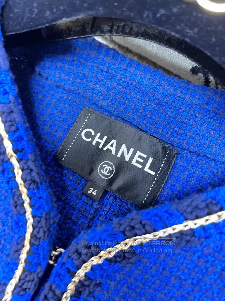 Chanel Chanel Black gold rolled edge blue tweed woven jacket Size XXS / US 00 / IT 34 - 5 Thumbnail