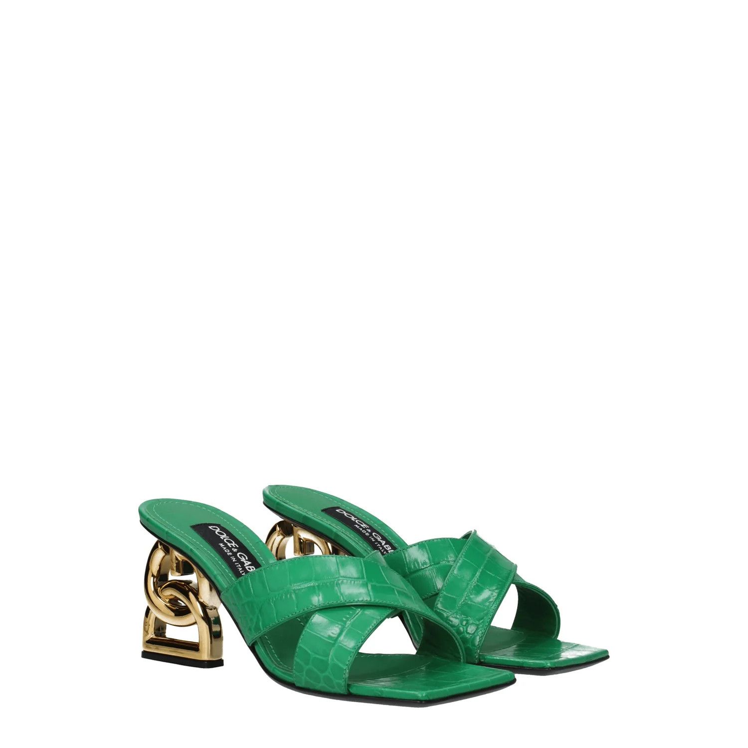 Dolce & Gabbana ob1o1e1124 Leather Sandals in Green Size US 7 / IT 37 - 2 Thumbnail