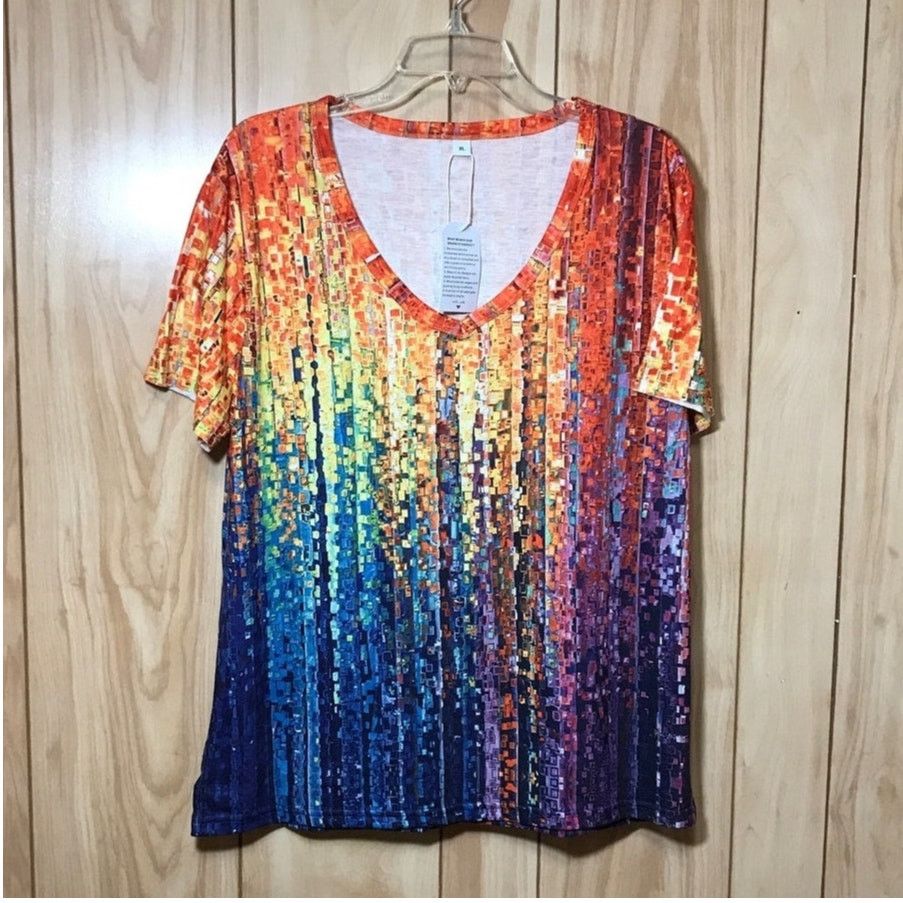 Other NWT Heart Abstract V Neck Short Sleeve Top XL Size XL / US 12-14 / IT 48-50 - 1 Thumbnail
