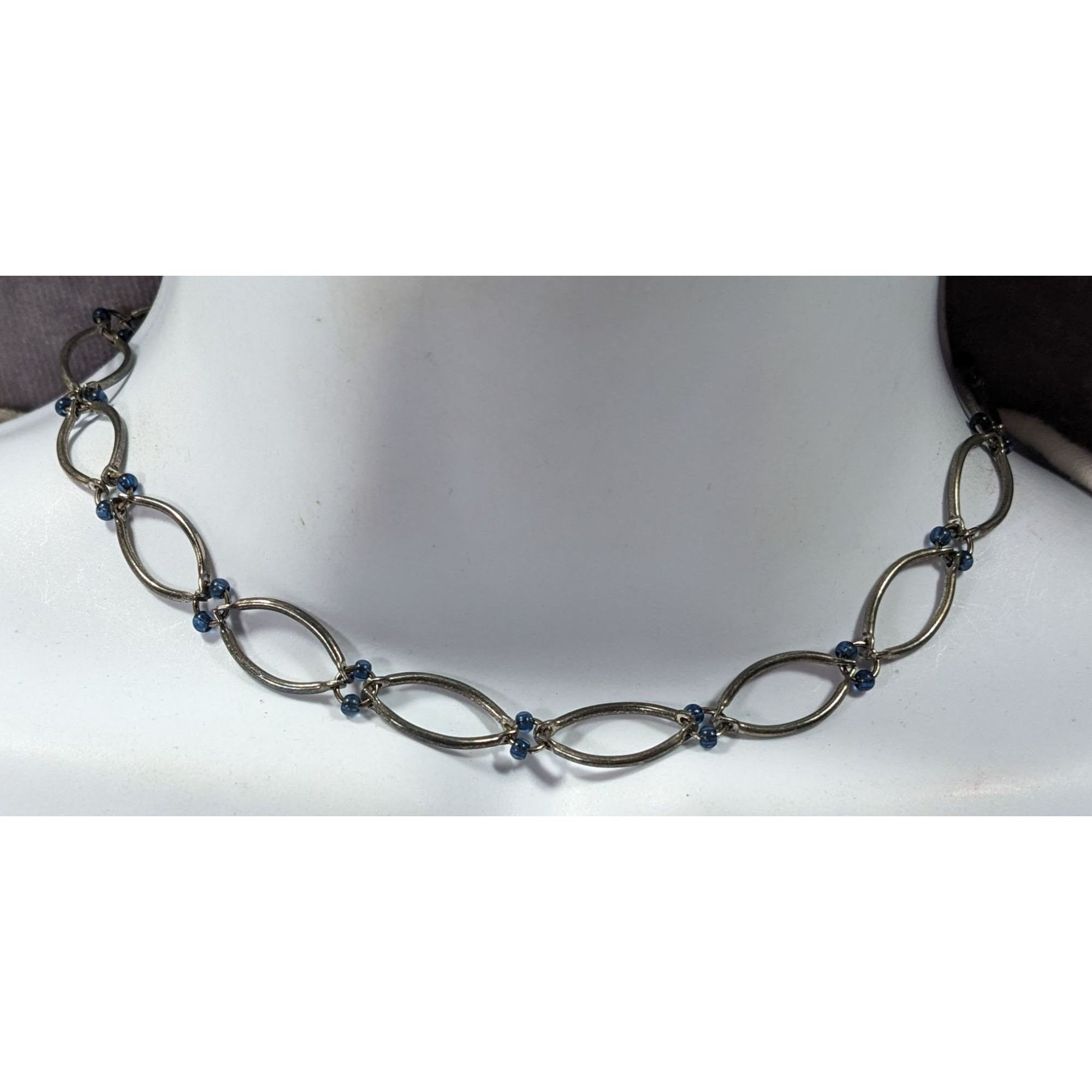 Other 90s Style Blue And Silver Tone Loop Link Necklace Size ONE SIZE - 2 Thumbnail